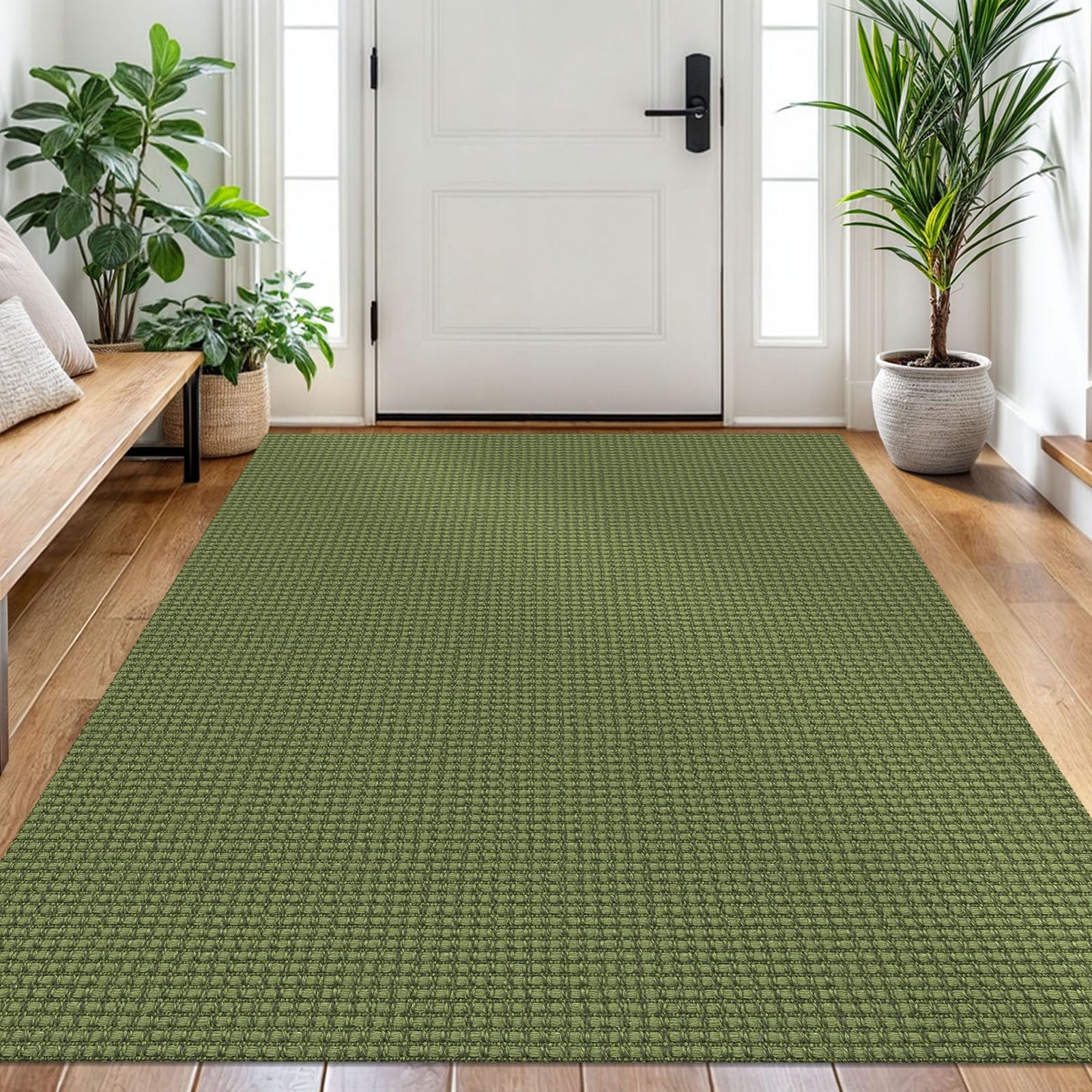 EARTHALL Woven Area Rug 4x6 Ft Washable Rugs for Entryway Non Slip Braided Throw Rugs Bedroom Carpet Cotton Entry Rug Cotton Floor Carpets for Bedroom Dining Room Living Room, Orange/Tan/Brown