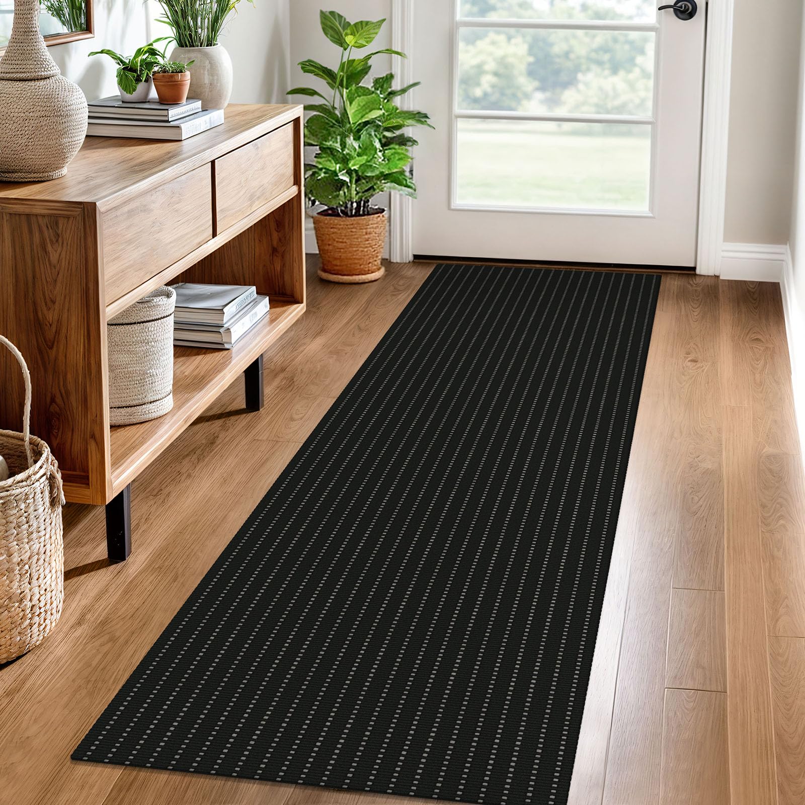 EARTHALL Washable Area Rug 4x6 Ft Non Slip Rugs for Entryway Braided Rubber Backed Bedroom Carpet Cotton Entry Rug Woven Floor Carpets for Bedroom Dining Room Living Room, Send/Beige