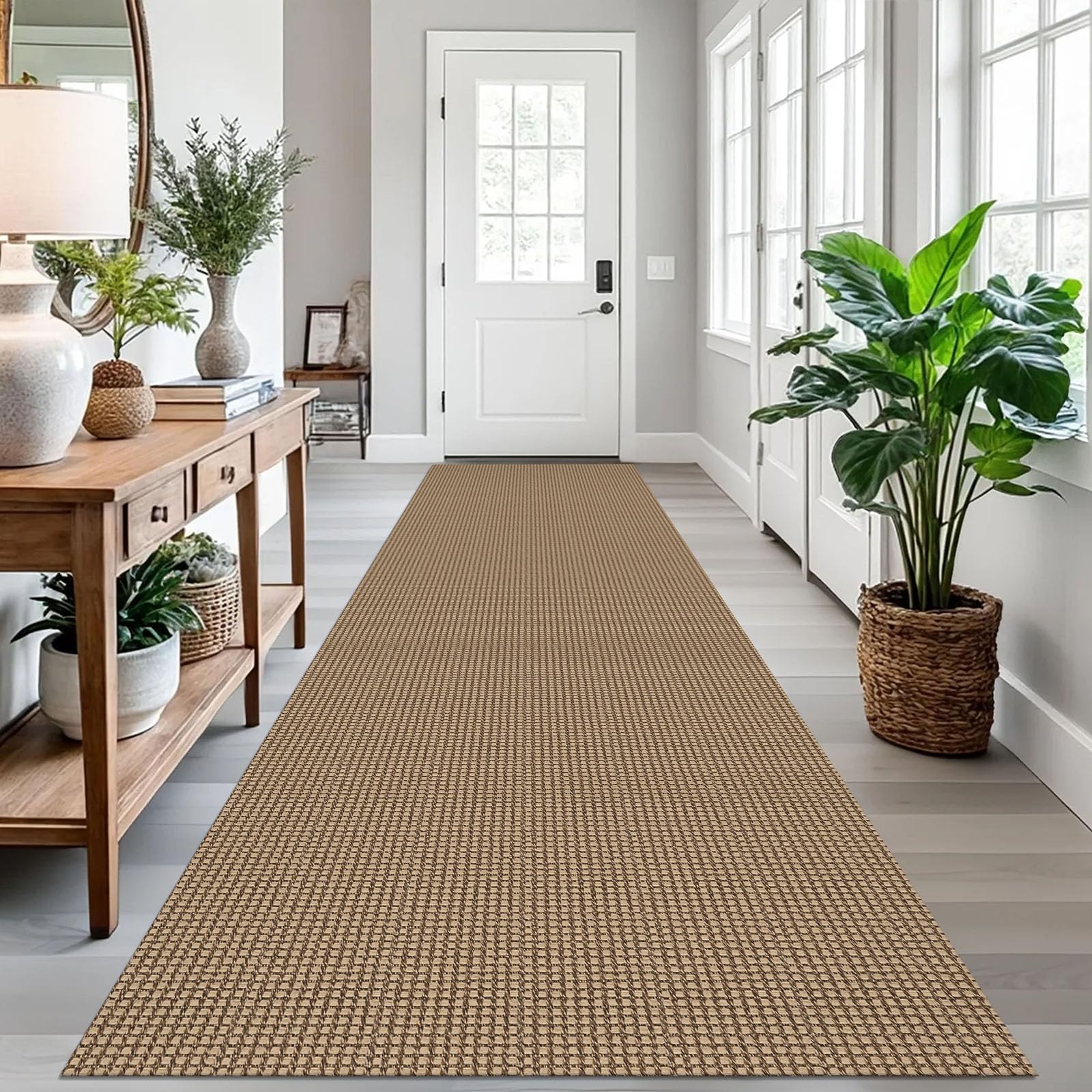 EARTHALL Woven Area Rug 4x6 Ft Washable Rugs for Entryway Non Slip Braided Throw Rugs Bedroom Carpet Cotton Entry Rug Cotton Floor Carpets for Bedroom Dining Room Living Room, Orange/Tan/Brown