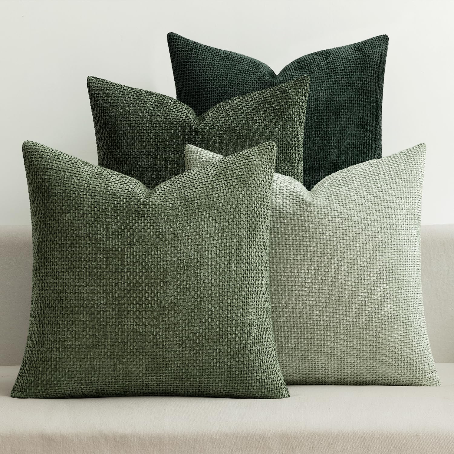 MIULEE Pack of 4 Couch Throw Pillow Covers 20x20 Inch Cream Soft Decorative Chenille Pillow Covers Farmhouse Accent Cushion Covers for Boho Spring Home Decor Sofa Bedroom Living Room