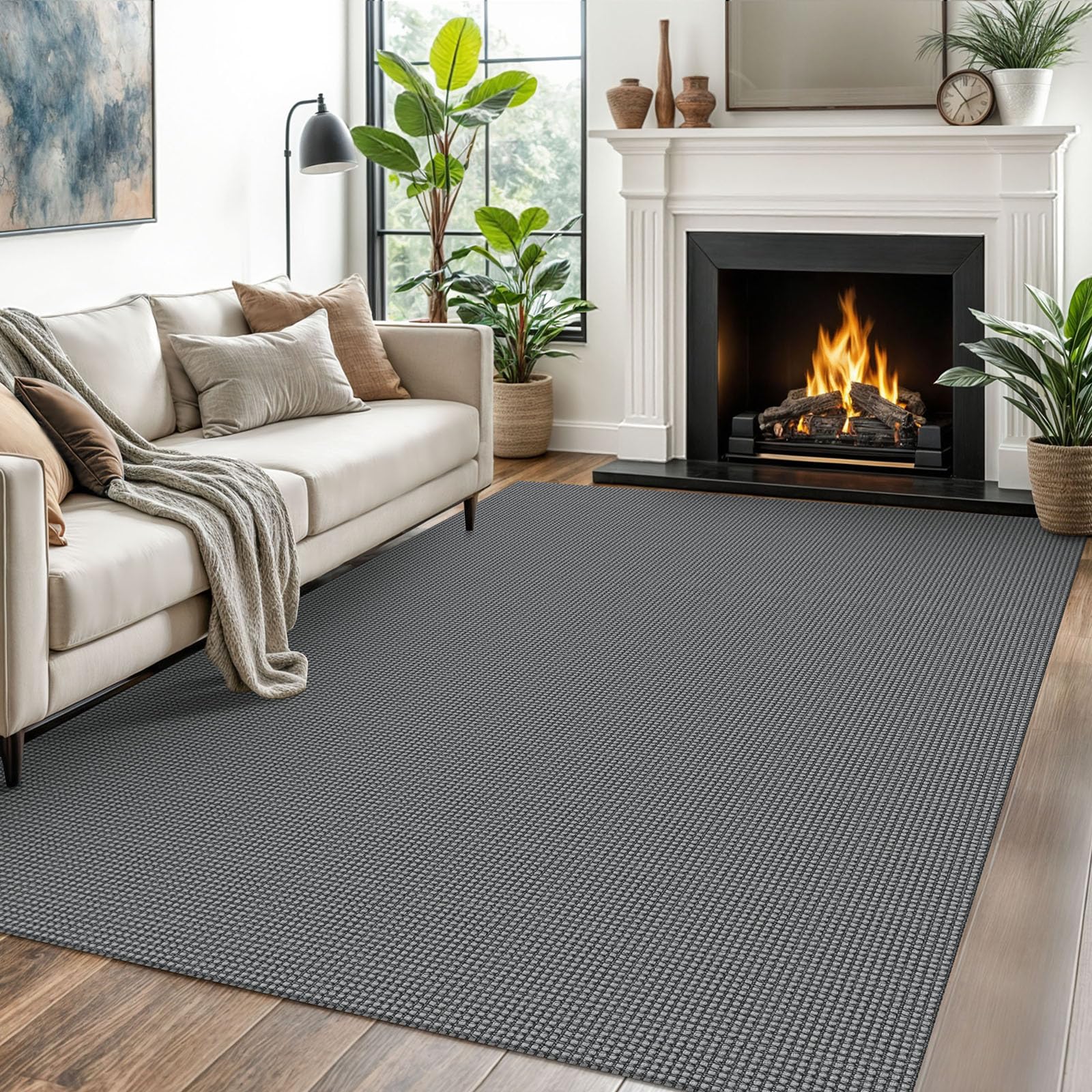EARTHALL Woven Area Rug 4x6 Ft Washable Rugs for Entryway Non Slip Braided Throw Rugs Bedroom Carpet Cotton Entry Rug Cotton Floor Carpets for Bedroom Dining Room Living Room, Orange/Tan/Brown