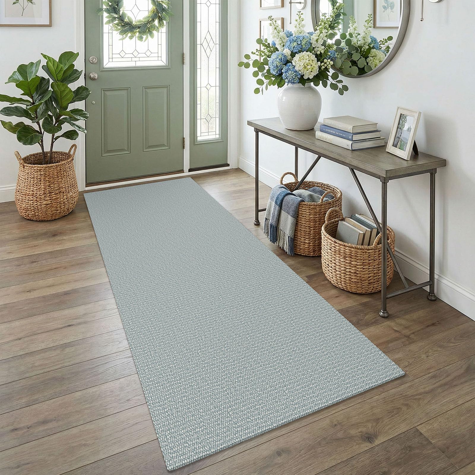 EARTHALL Washable Area Rug 4x6 Ft Non Slip Rugs for Entryway Braided Rubber Backed Bedroom Carpet Cotton Entry Rug Woven Floor Carpets for Bedroom Dining Room Living Room, Send/Beige