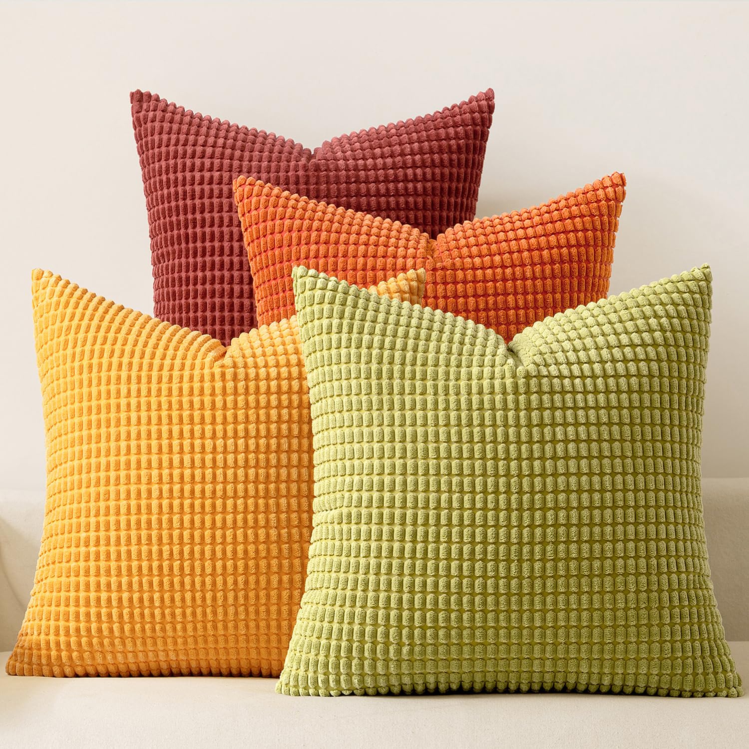 MIULEE Timeless Neutral Pillow Covers 18x18 Inch Set of 4 Mid Century Modern Grey Throw Pillows Rustic Corduroy Couch Pillowcases Nordic Home Decor for Sofa Living Room Bed