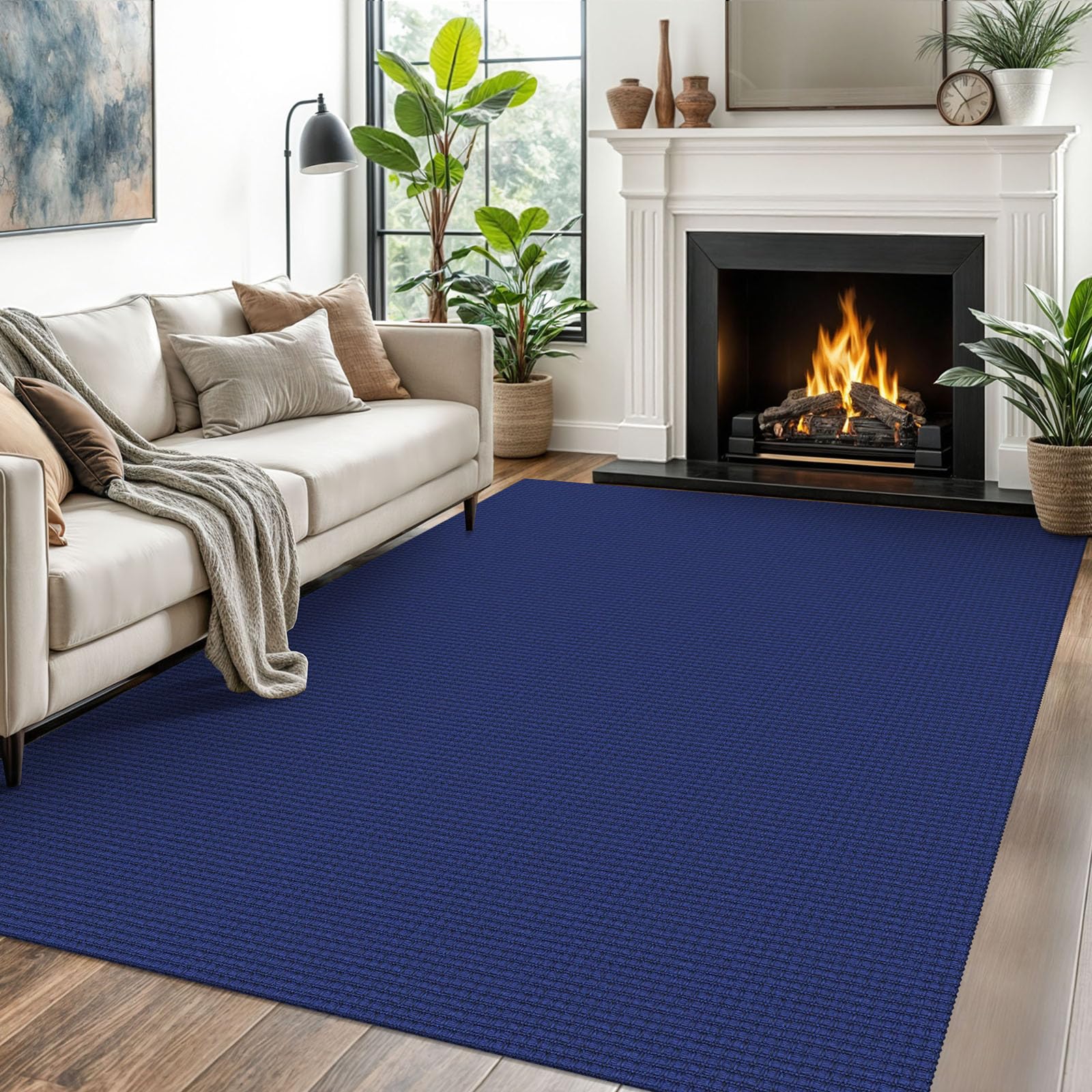 EARTHALL Woven Area Rug 4x6 Ft Washable Rugs for Entryway Non Slip Braided Throw Rugs Bedroom Carpet Cotton Entry Rug Cotton Floor Carpets for Bedroom Dining Room Living Room, Orange/Tan/Brown