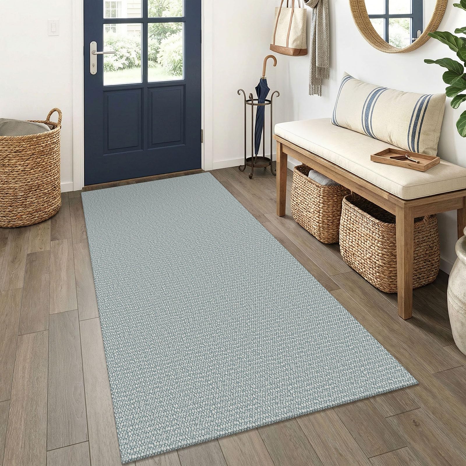 EARTHALL Washable Area Rug 4x6 Ft Non Slip Rugs for Entryway Braided Rubber Backed Bedroom Carpet Cotton Entry Rug Woven Floor Carpets for Bedroom Dining Room Living Room, Send/Beige