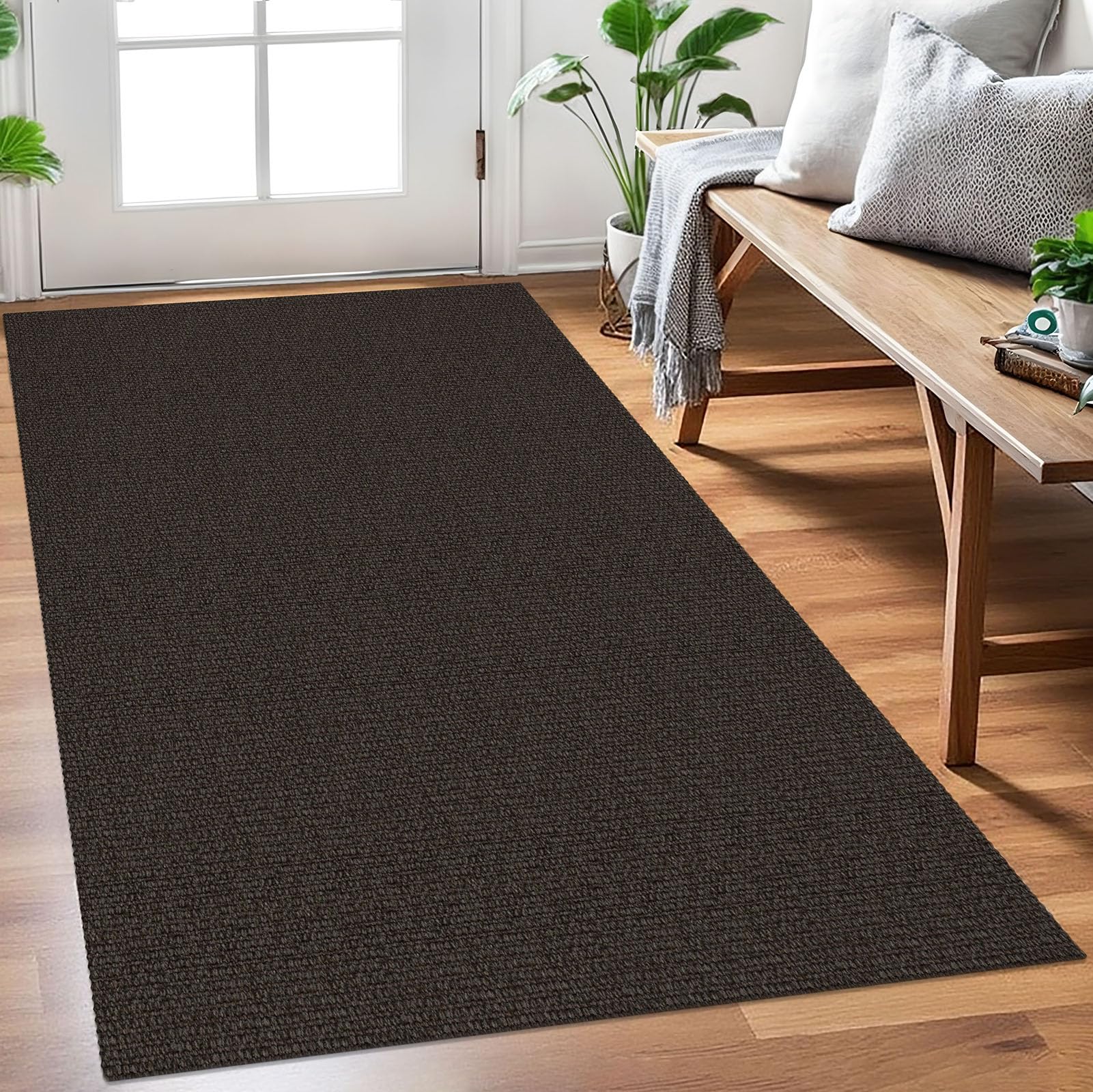 EARTHALL Washable Area Rug 4x6 Ft Non Slip Rugs for Entryway Braided Rubber Backed Bedroom Carpet Cotton Entry Rug Woven Floor Carpets for Bedroom Dining Room Living Room, Send/Beige