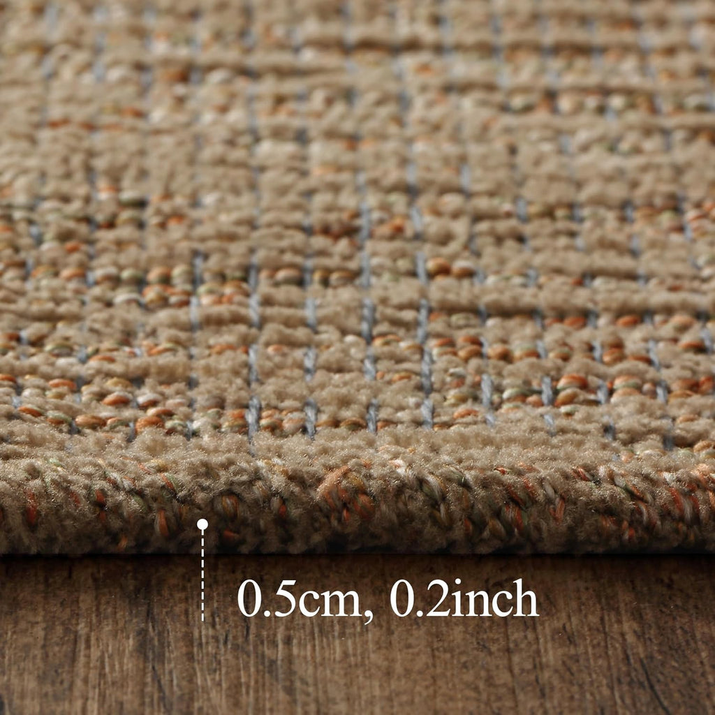 GENIMO 4X6 Neutral Area Rugs for Living Room, Hand Woven Machine Washable Non Slip Textured Soft Rug, Handmade Rustic Braided Low Pile Rugs for Farmhouse, Bedroom Office Rug in Jute Color