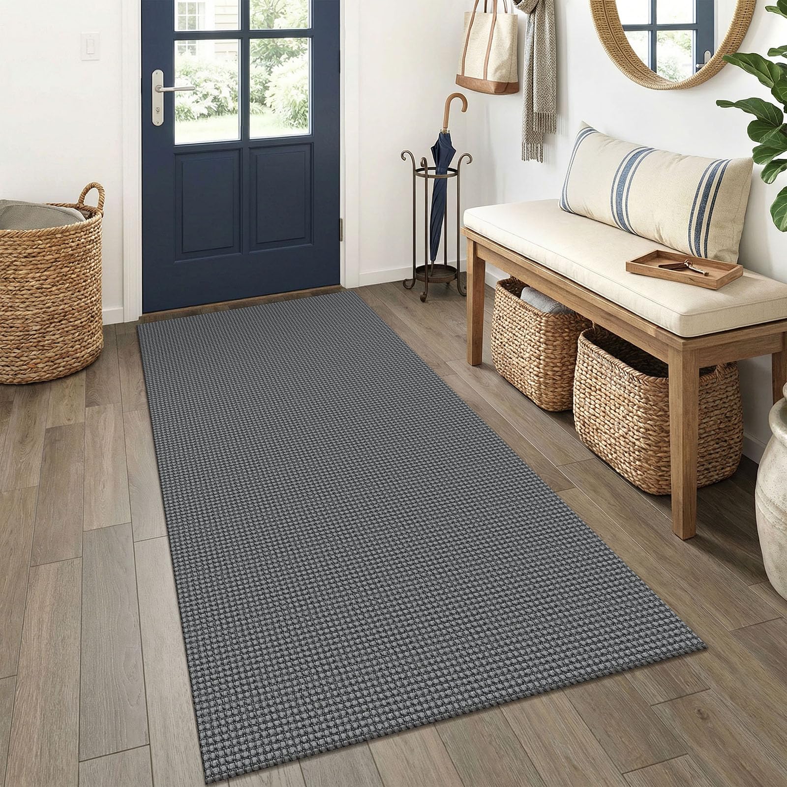 EARTHALL Woven Area Rug 4x6 Ft Washable Rugs for Entryway Non Slip Braided Throw Rugs Bedroom Carpet Cotton Entry Rug Cotton Floor Carpets for Bedroom Dining Room Living Room, Orange/Tan/Brown