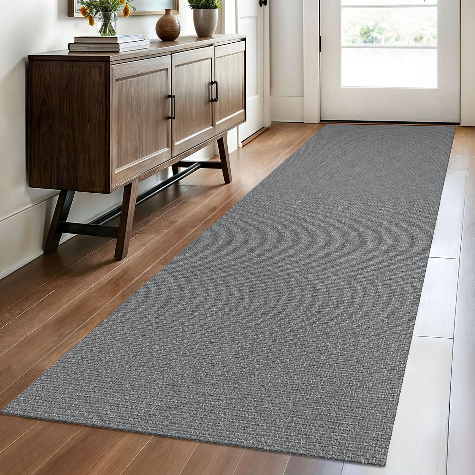 EARTHALL Washable Area Rug 4x6 Ft Non Slip Rugs for Entryway Braided Rubber Backed Bedroom Carpet Cotton Entry Rug Woven Floor Carpets for Bedroom Dining Room Living Room, Send/Beige