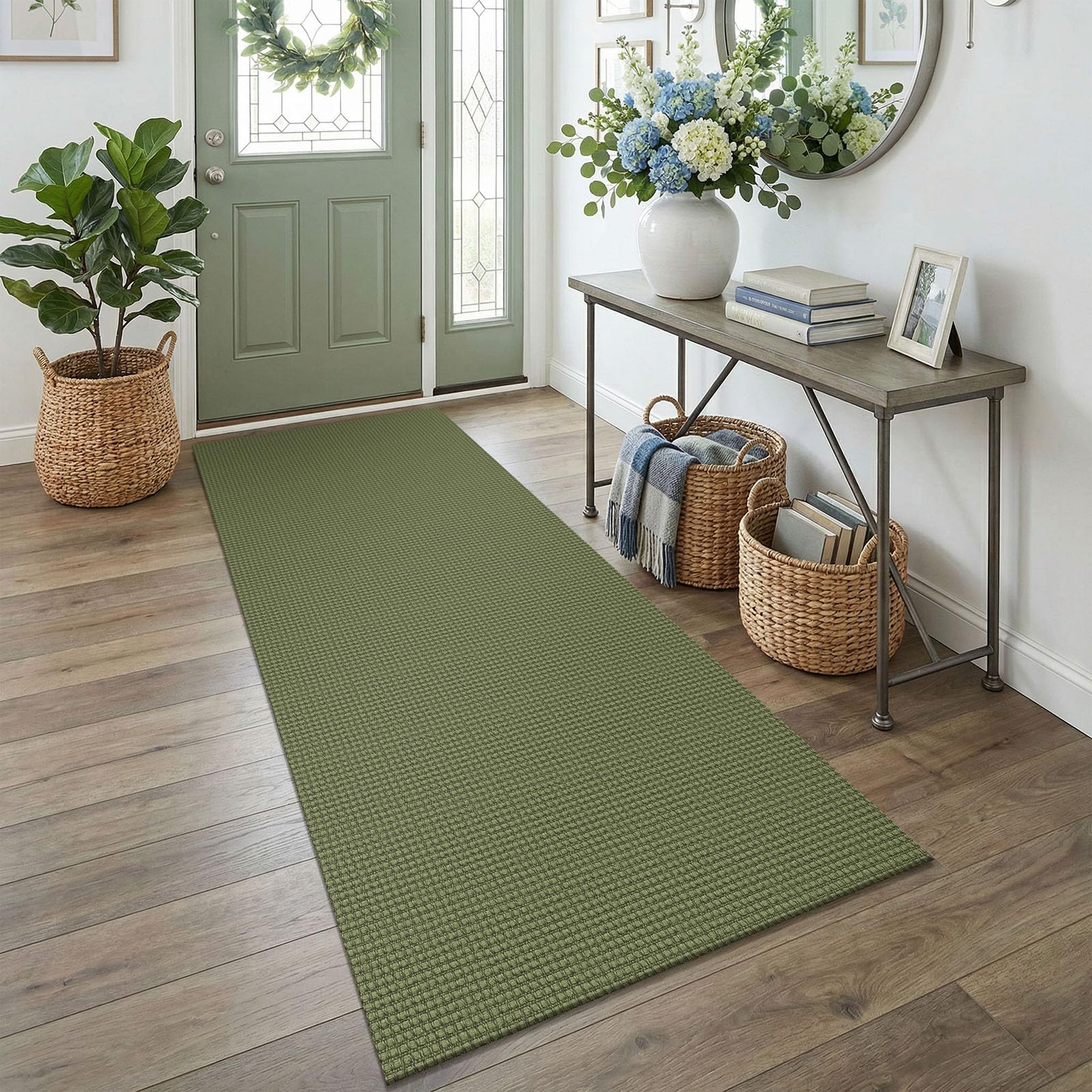 EARTHALL Woven Area Rug 4x6 Ft Washable Rugs for Entryway Non Slip Braided Throw Rugs Bedroom Carpet Cotton Entry Rug Cotton Floor Carpets for Bedroom Dining Room Living Room, Orange/Tan/Brown
