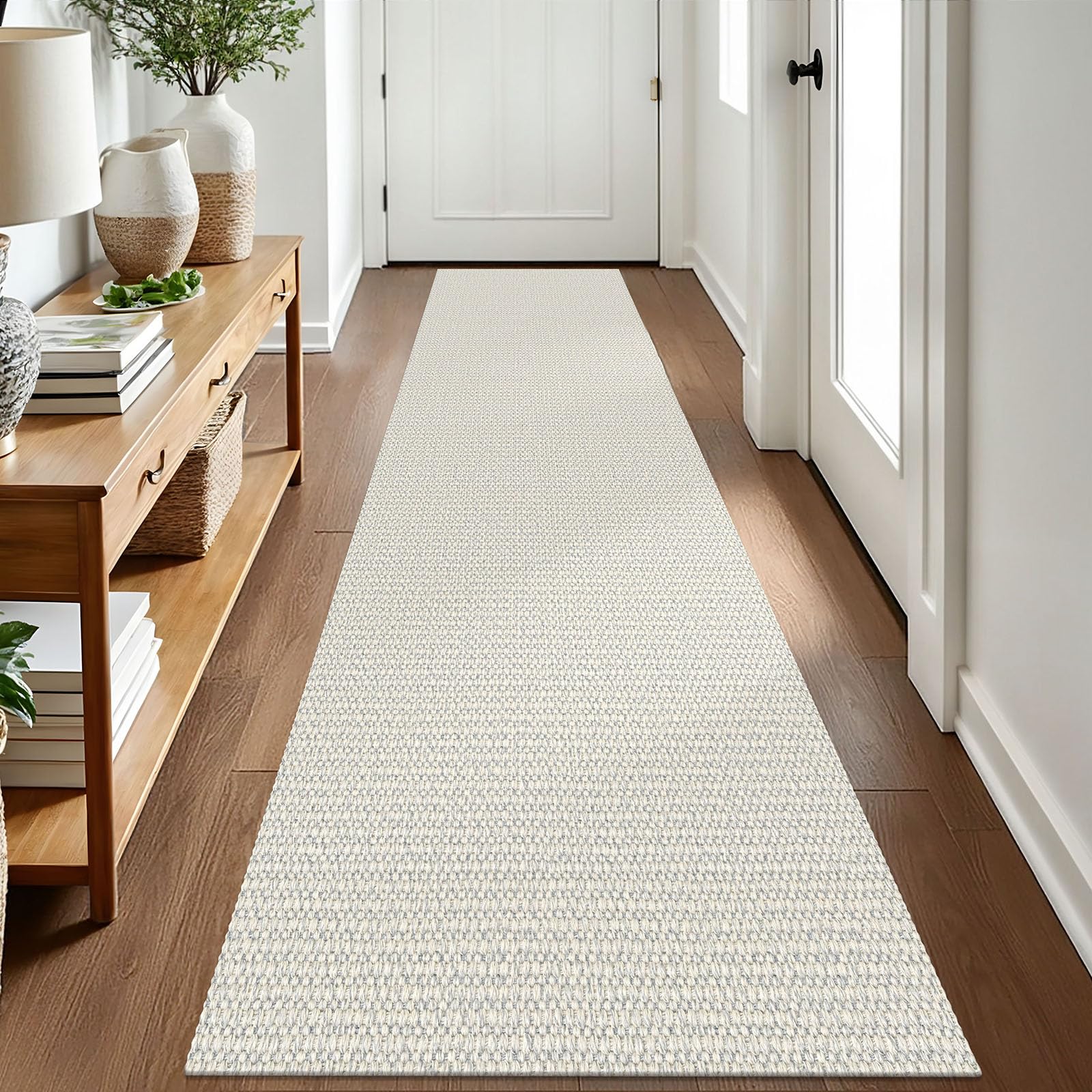 EARTHALL Washable Area Rug 4x6 Ft Non Slip Rugs for Entryway Braided Rubber Backed Bedroom Carpet Cotton Entry Rug Woven Floor Carpets for Bedroom Dining Room Living Room, Send/Beige