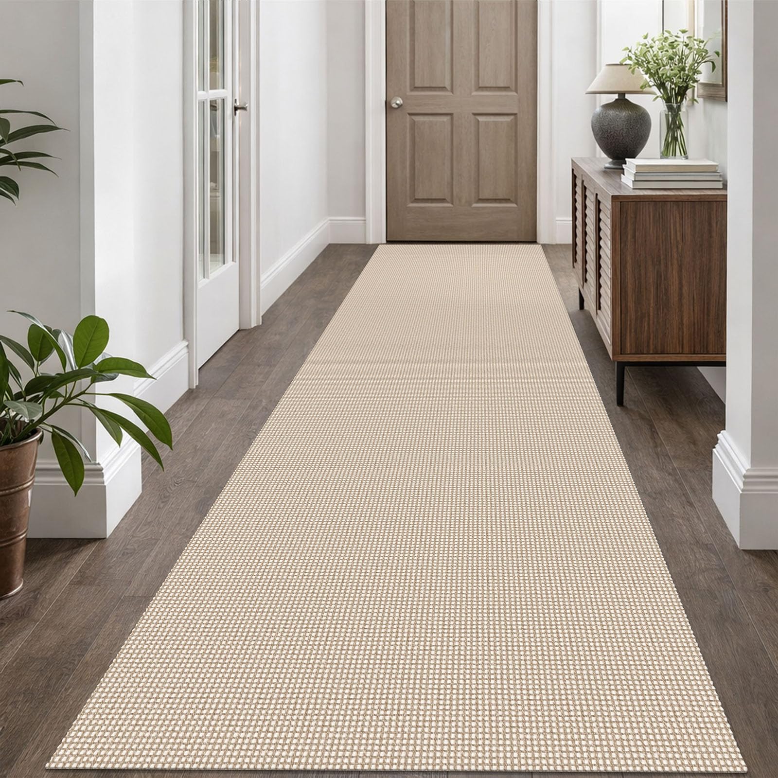 EARTHALL Woven Area Rug 4x6 Ft Washable Rugs for Entryway Non Slip Braided Throw Rugs Bedroom Carpet Cotton Entry Rug Cotton Floor Carpets for Bedroom Dining Room Living Room, Orange/Tan/Brown