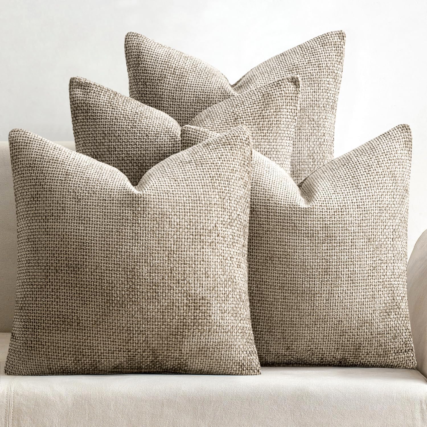 MIULEE Pack of 4 Couch Throw Pillow Covers 20x20 Inch Cream Soft Decorative Chenille Pillow Covers Farmhouse Accent Cushion Covers for Boho Spring Home Decor Sofa Bedroom Living Room