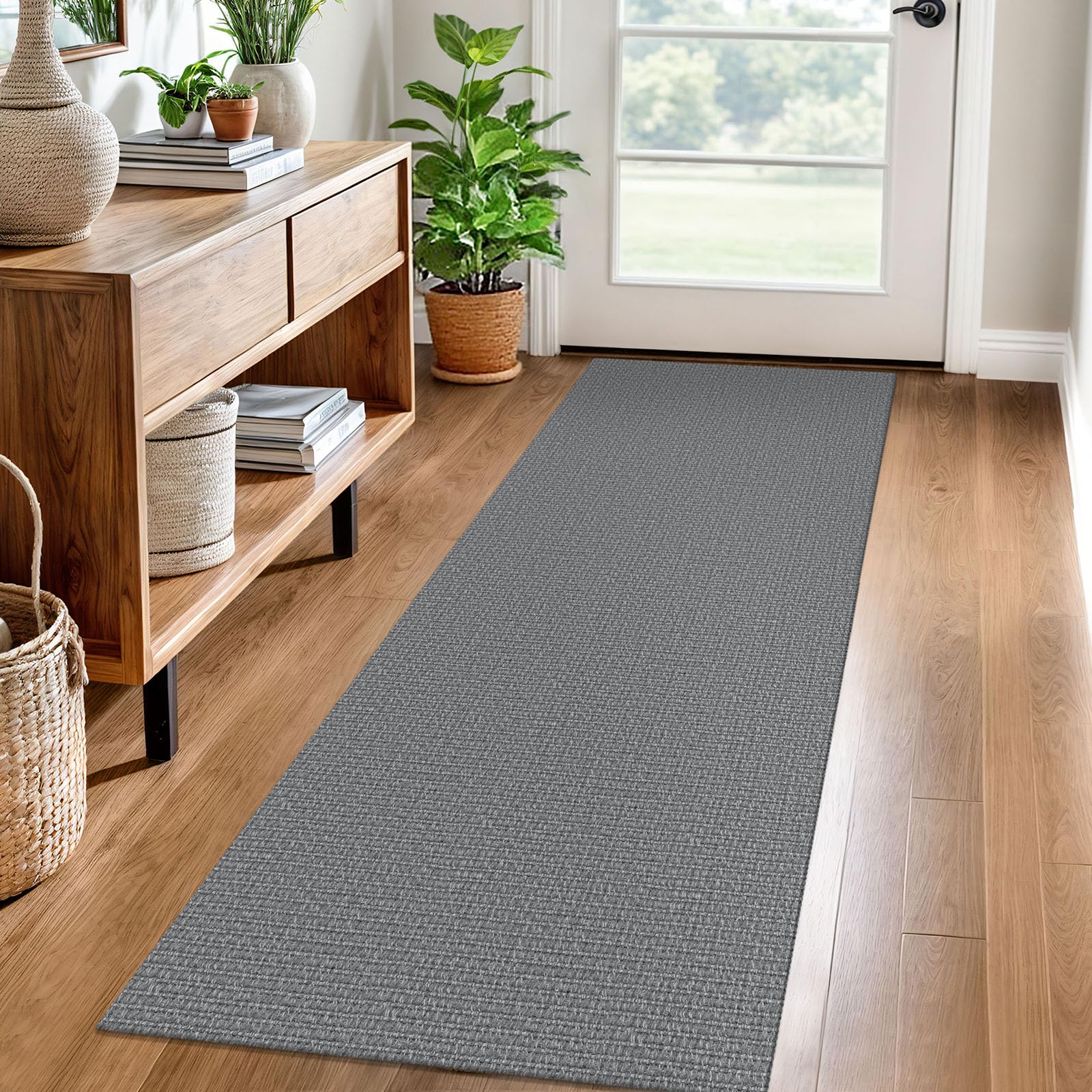 EARTHALL Washable Area Rug 4x6 Ft Non Slip Rugs for Entryway Braided Rubber Backed Bedroom Carpet Cotton Entry Rug Woven Floor Carpets for Bedroom Dining Room Living Room, Send/Beige