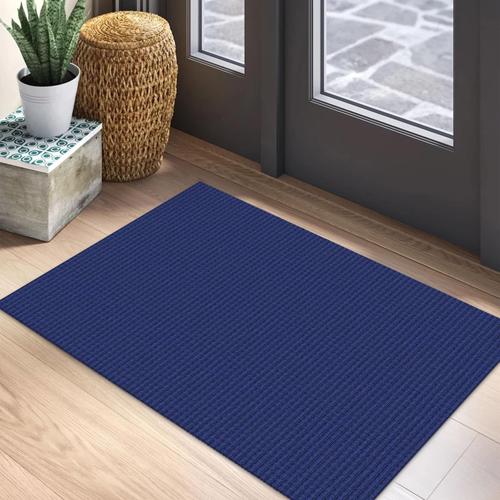 EARTHALL Woven Area Rug 4x6 Ft Washable Rugs for Entryway Non Slip Braided Throw Rugs Bedroom Carpet Cotton Entry Rug Cotton Floor Carpets for Bedroom Dining Room Living Room, Orange/Tan/Brown