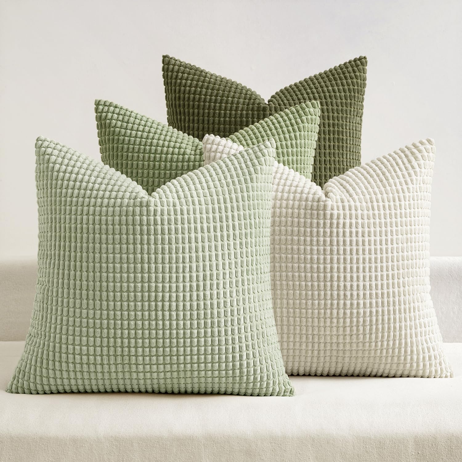 MIULEE Timeless Neutral Pillow Covers 18x18 Inch Set of 4 Mid Century Modern Grey Throw Pillows Rustic Corduroy Couch Pillowcases Nordic Home Decor for Sofa Living Room Bed