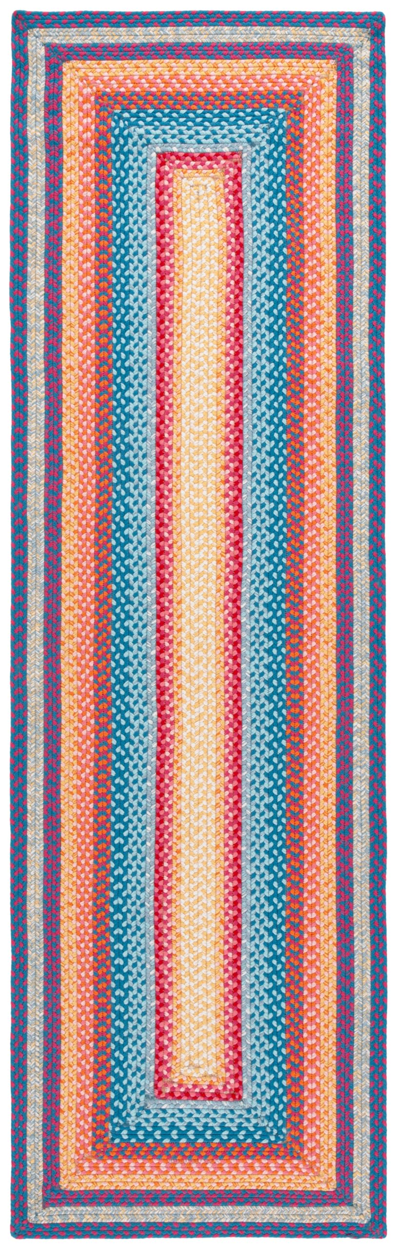SAFAVIEH Washable Rug Outdoor Braided Collection - 5' x 8' Oval, Multi, Handmade & Reversible, Non-Shedding & Easy to Clean, Ideal for Patio, Backyard, Mudroom (BRD308A)
