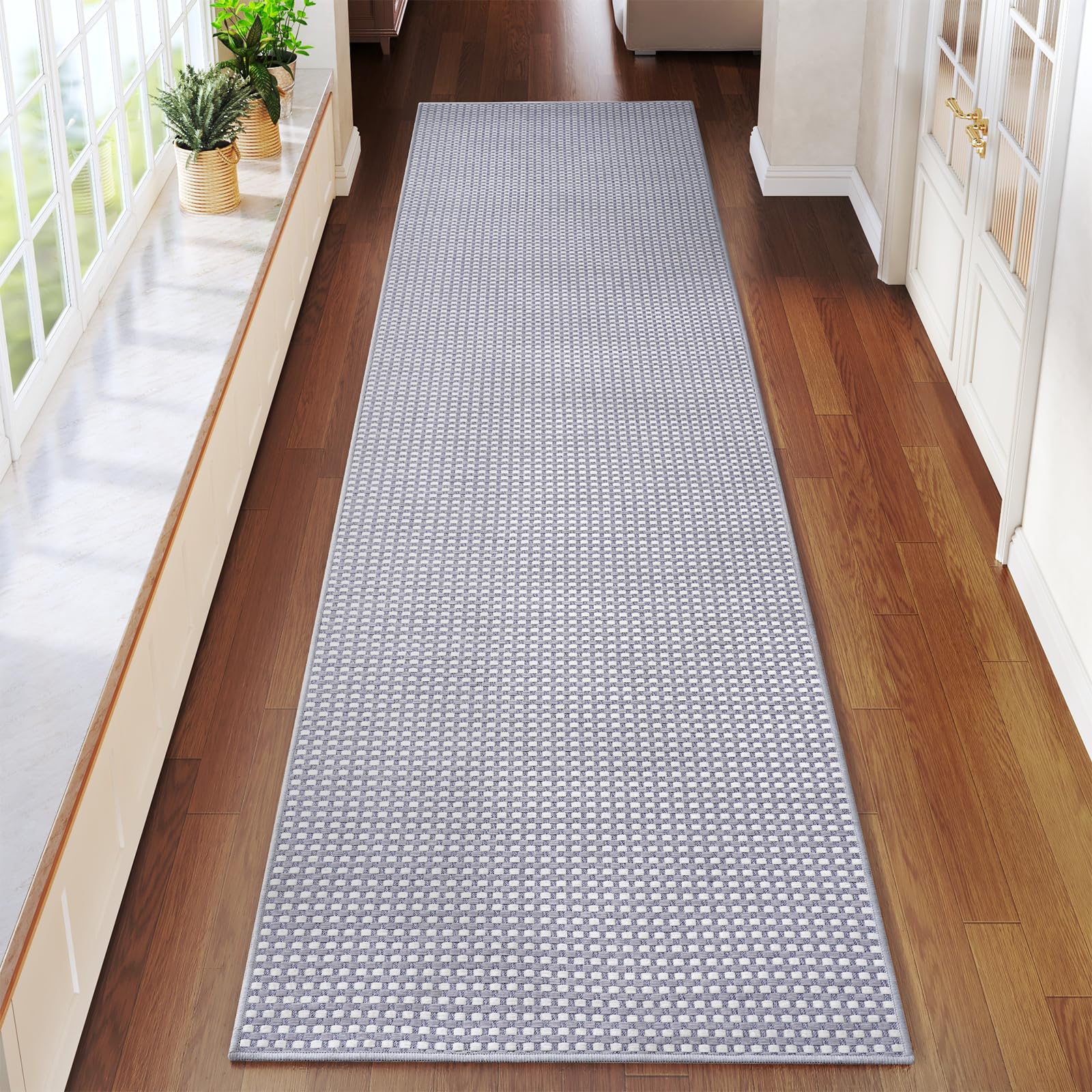 YDKGL Boho Washable Area Rugs 5x7 ft, Non Slip Area Rug for Living Room, Braided Office Rugs Bedroom Rug Woven Washable Indoor Floor Carpets for Office Dining Bedroom Living Room, Easy to Clean, Brown