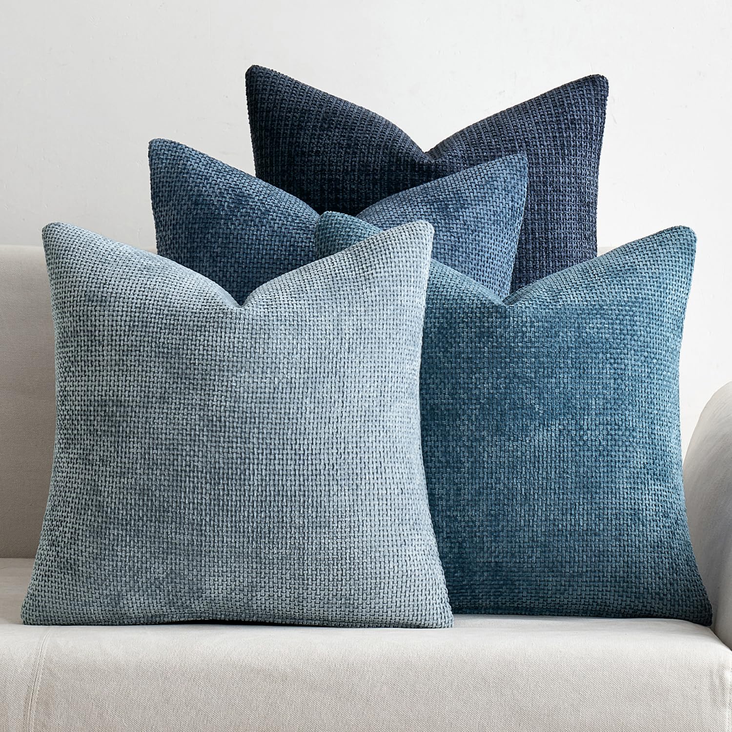 MIULEE Pack of 4 Couch Throw Pillow Covers 20x20 Inch Cream Soft Decorative Chenille Pillow Covers Farmhouse Accent Cushion Covers for Boho Spring Home Decor Sofa Bedroom Living Room