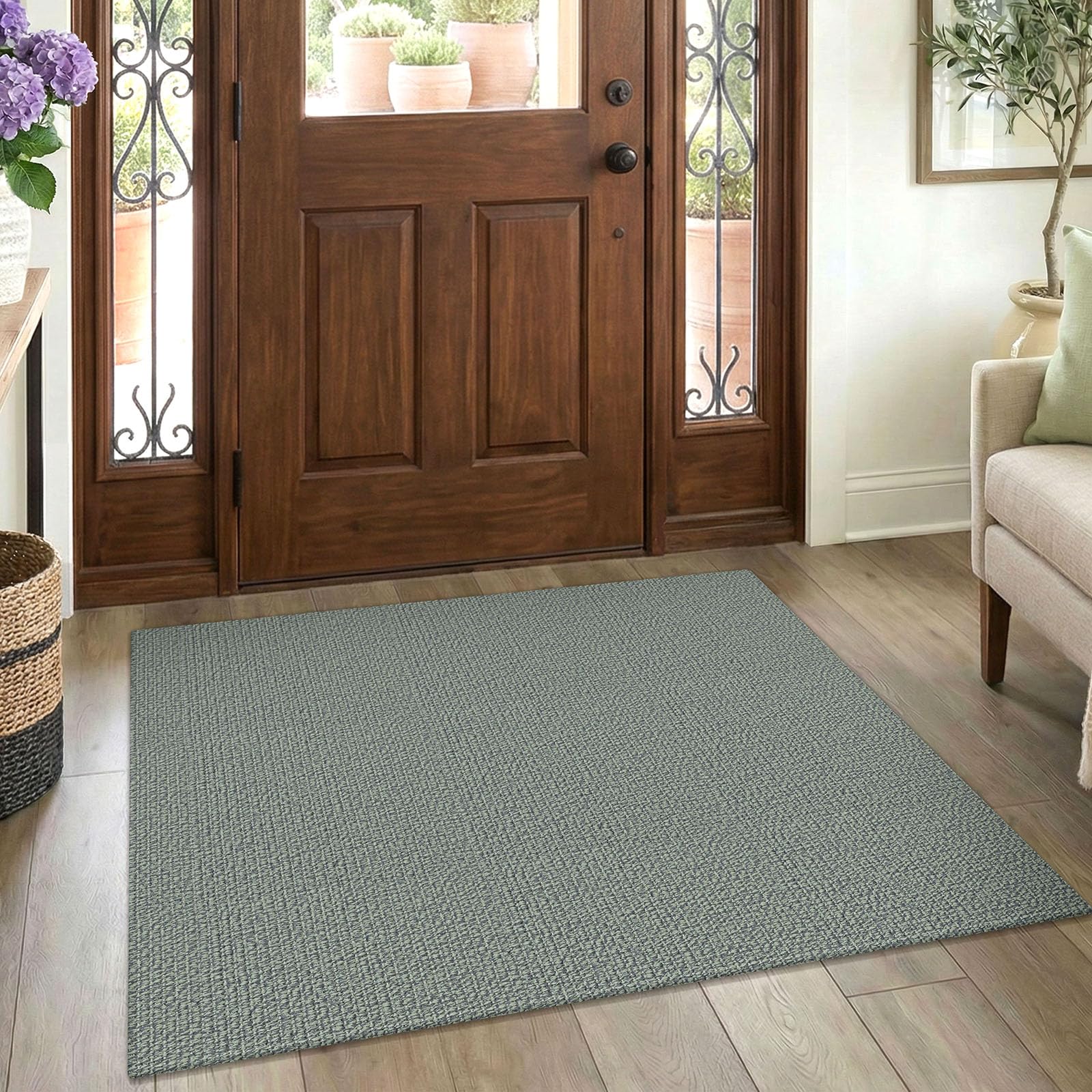 EARTHALL Washable Area Rug 4x6 Ft Non Slip Rugs for Entryway Braided Rubber Backed Bedroom Carpet Cotton Entry Rug Woven Floor Carpets for Bedroom Dining Room Living Room, Send/Beige