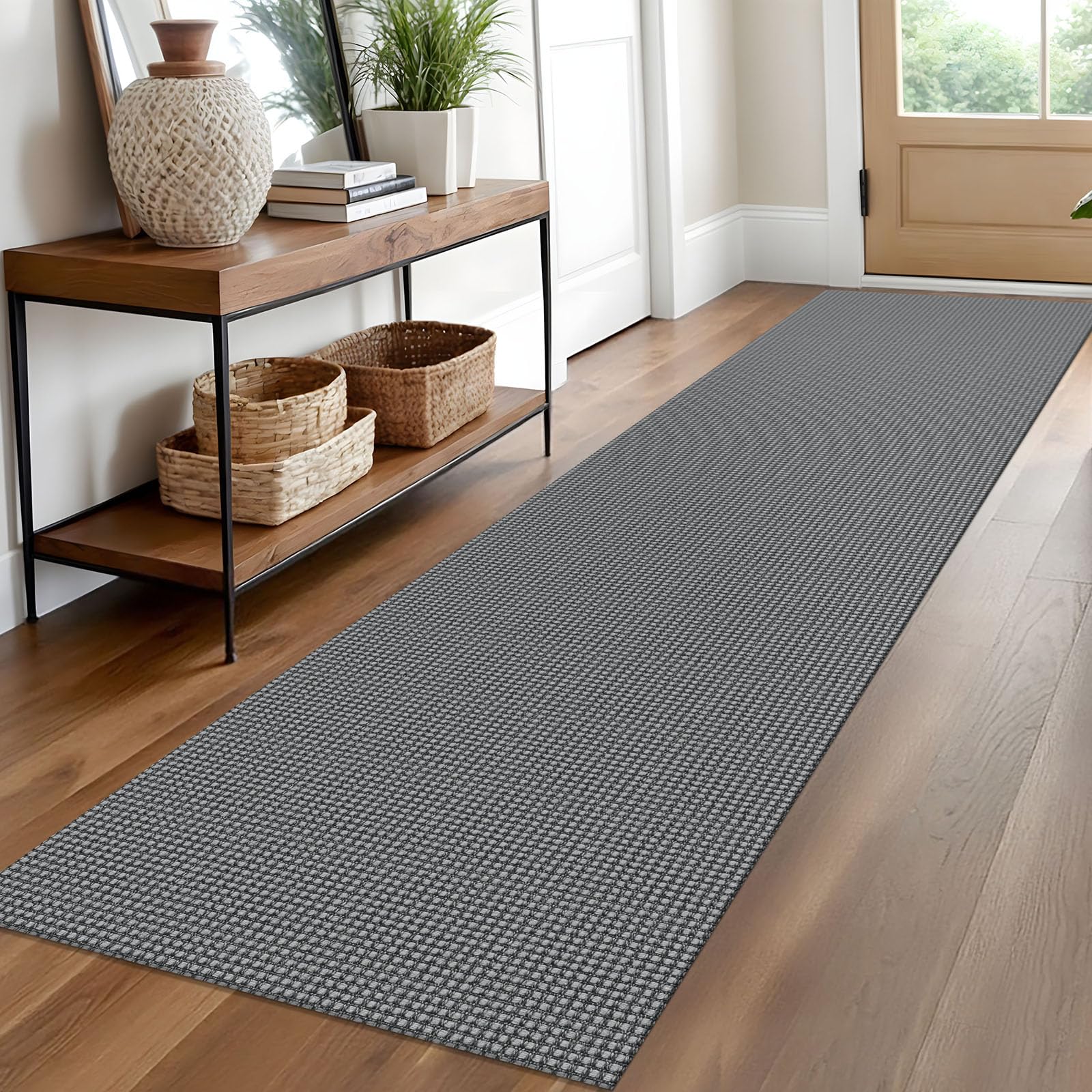 EARTHALL Woven Area Rug 4x6 Ft Washable Rugs for Entryway Non Slip Braided Throw Rugs Bedroom Carpet Cotton Entry Rug Cotton Floor Carpets for Bedroom Dining Room Living Room, Orange/Tan/Brown