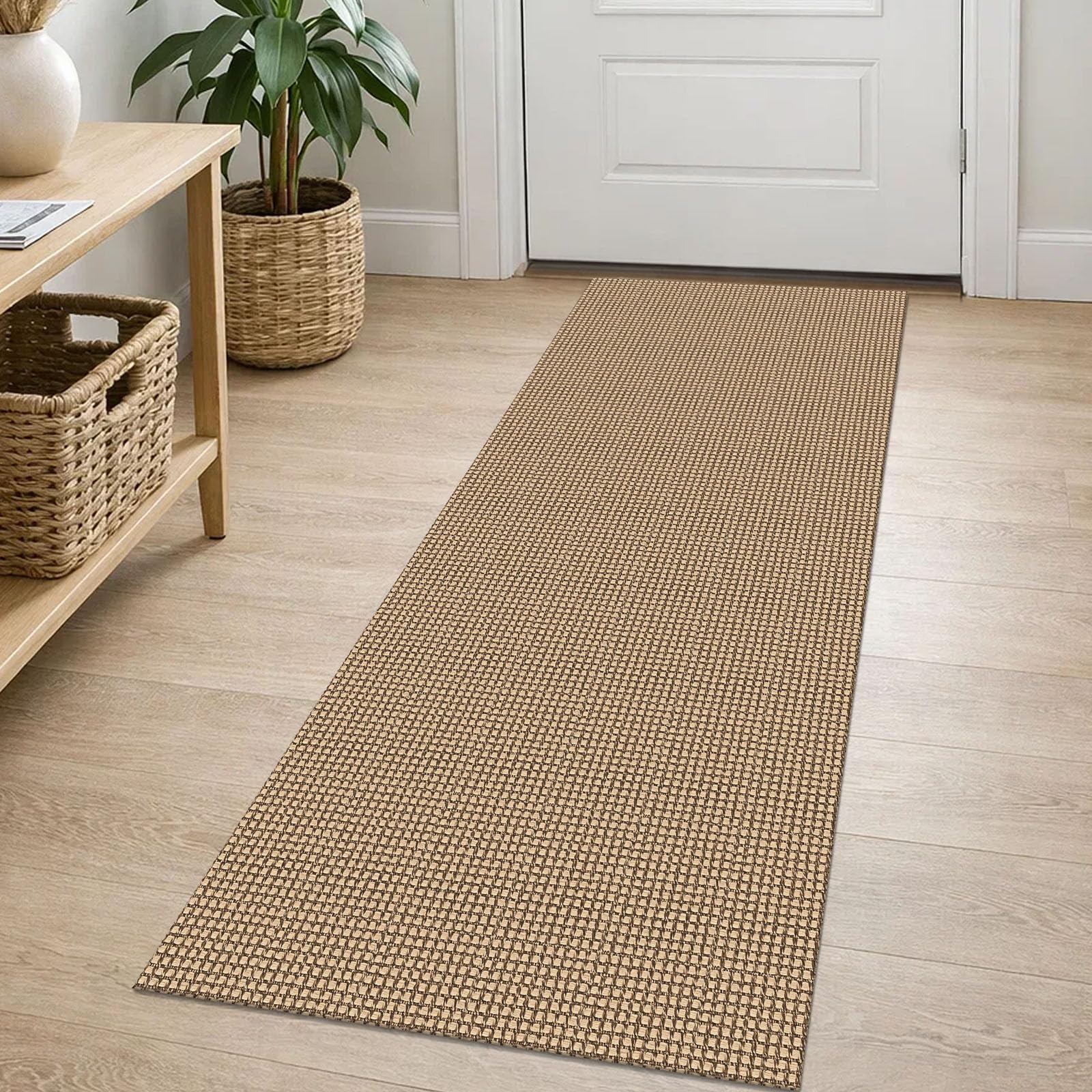 EARTHALL Woven Area Rug 4x6 Ft Washable Rugs for Entryway Non Slip Braided Throw Rugs Bedroom Carpet Cotton Entry Rug Cotton Floor Carpets for Bedroom Dining Room Living Room, Orange/Tan/Brown