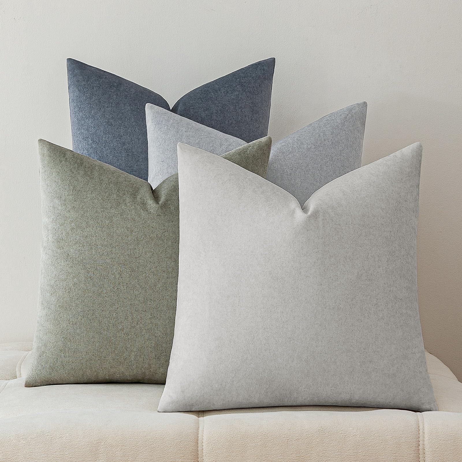 a moment Waterproof Throw Pillow Covers Set of 4,20x20 Inch Outdoor Stain Resistant Pet Friendly Pillowcases Cushion Covers for Patio Sofa and Living Room,Green