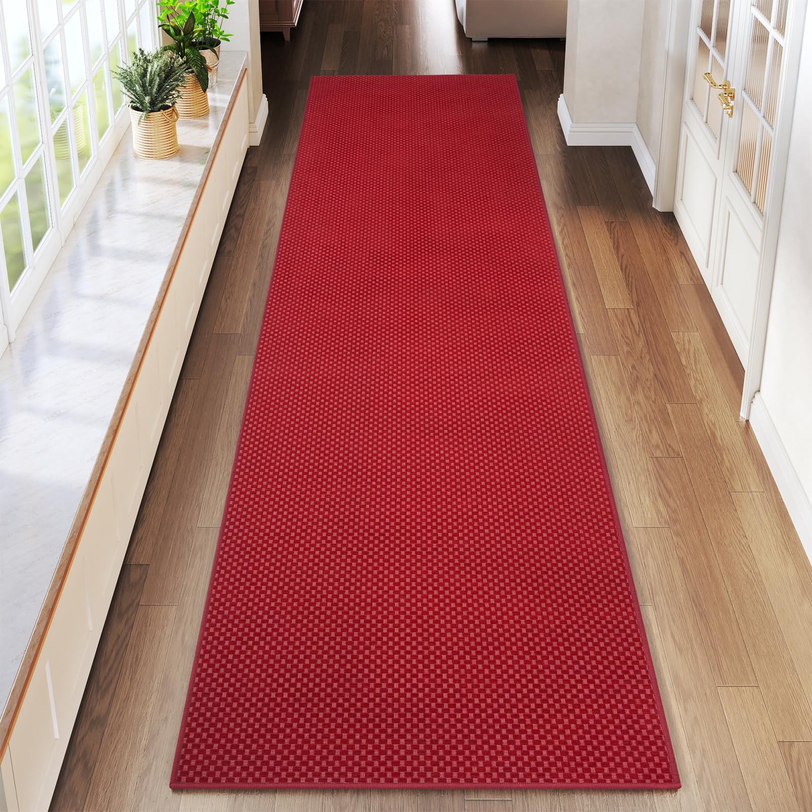 YDKGL Boho Washable Area Rugs 5x7 ft, Non Slip Area Rug for Living Room, Braided Office Rugs Bedroom Rug Woven Washable Indoor Floor Carpets for Office Dining Bedroom Living Room, Easy to Clean, Brown