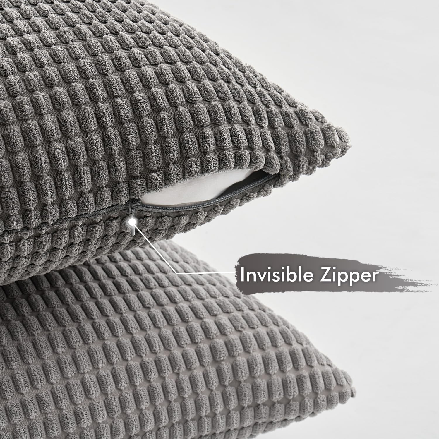 MIULEE Timeless Neutral Pillow Covers 18x18 Inch Set of 4 Mid Century Modern Grey Throw Pillows Rustic Corduroy Couch Pillowcases Nordic Home Decor for Sofa Living Room Bed