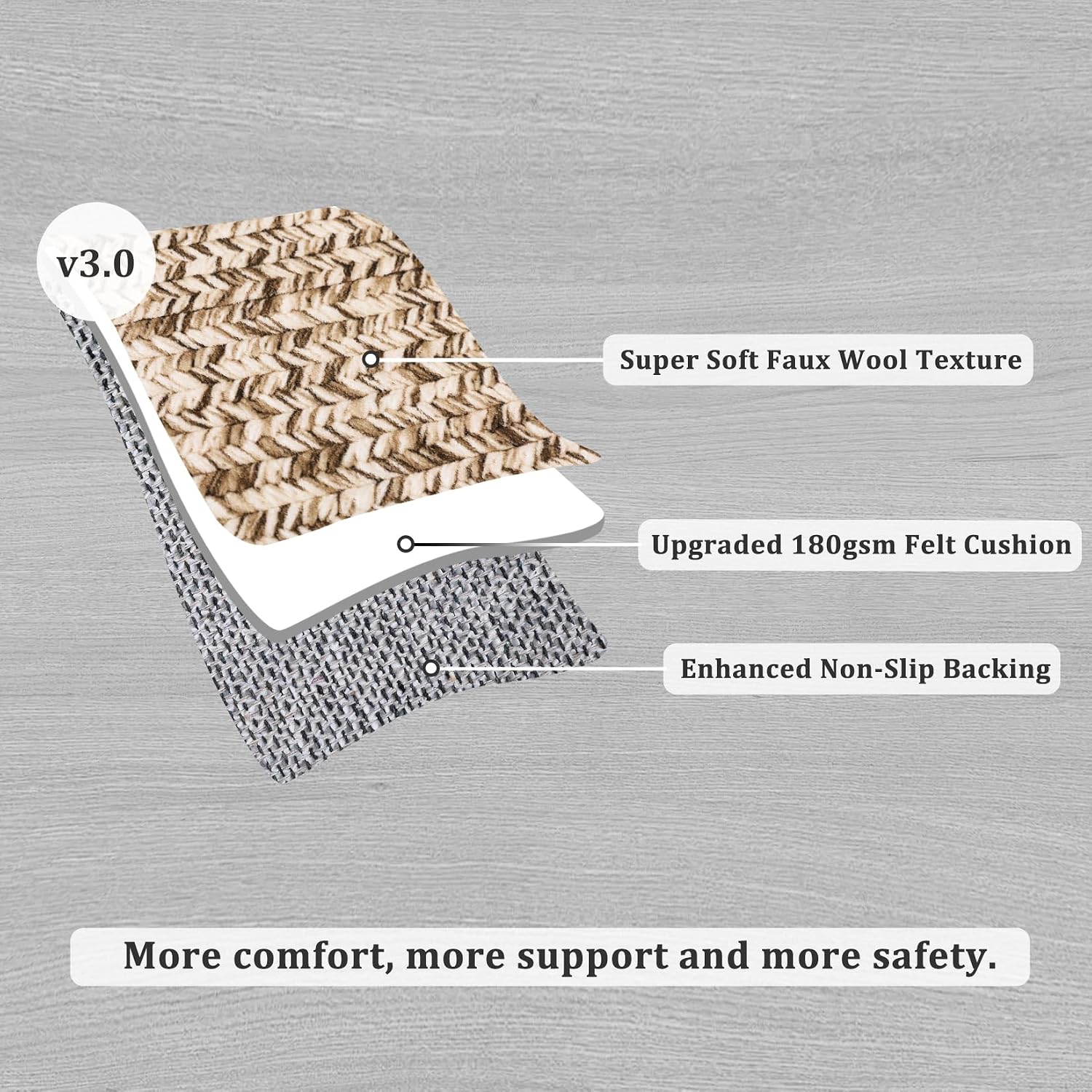 8x10 Natural Braided Washable Farmhouse Rug Non Slip Stain Resistant Low Pile Carpet