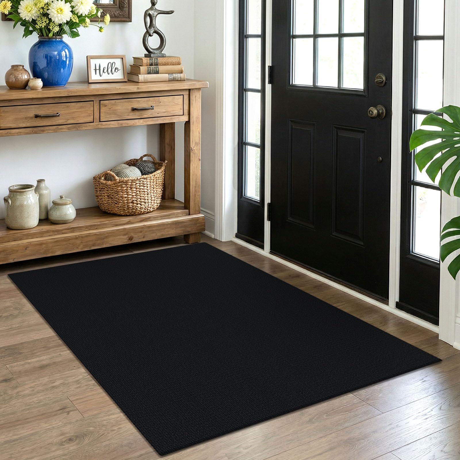 EARTHALL Washable Area Rug 4x6 Ft Non Slip Rugs for Entryway Braided Rubber Backed Bedroom Carpet Cotton Entry Rug Woven Floor Carpets for Bedroom Dining Room Living Room, Send/Beige