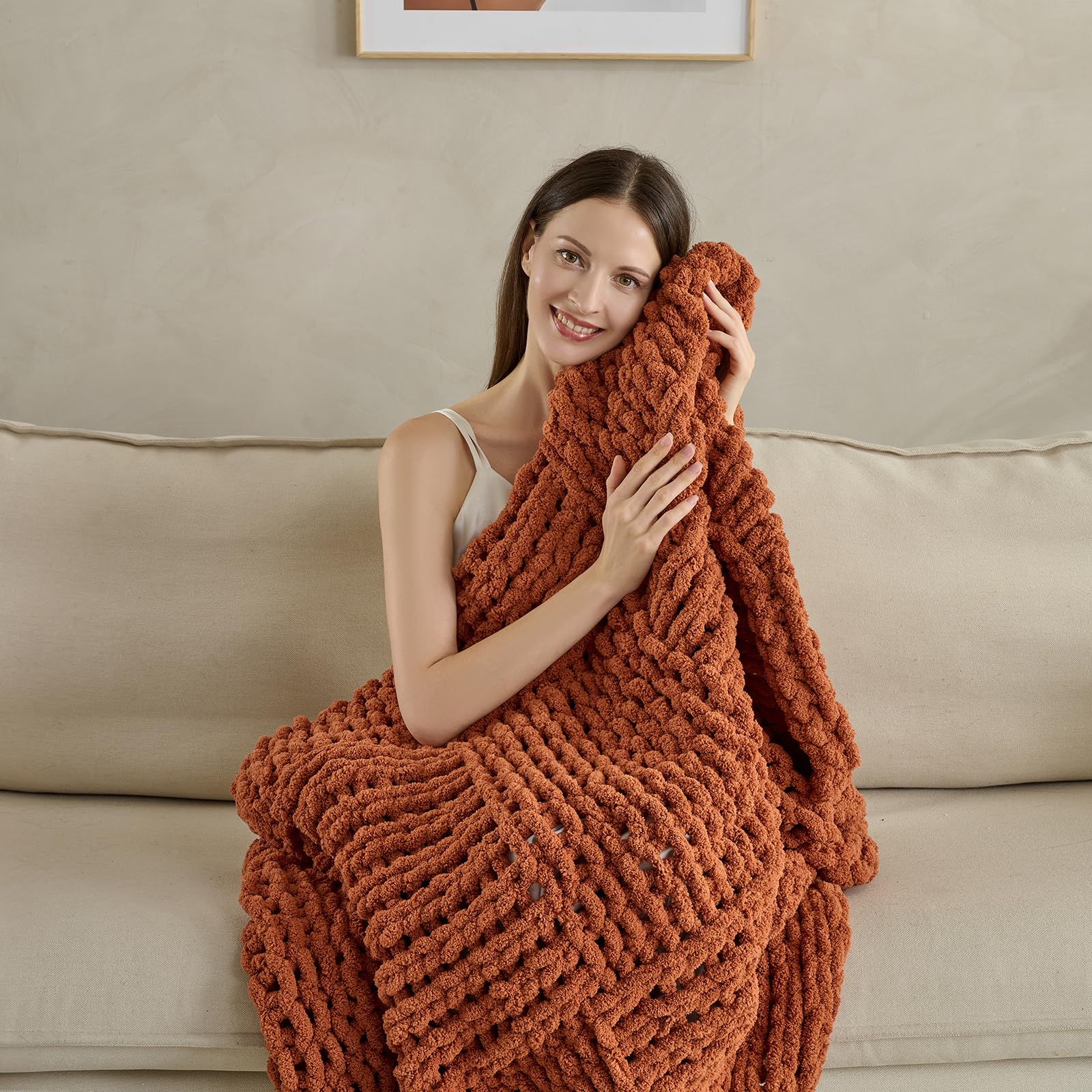 Soft Knitted Throw Blanket - 50x60 Inch Cozy & Lightweight All-Season Blanket, Wrinkle-Resistant Polyester for Couch, Bed, Sofa, Reading Nook (Green)