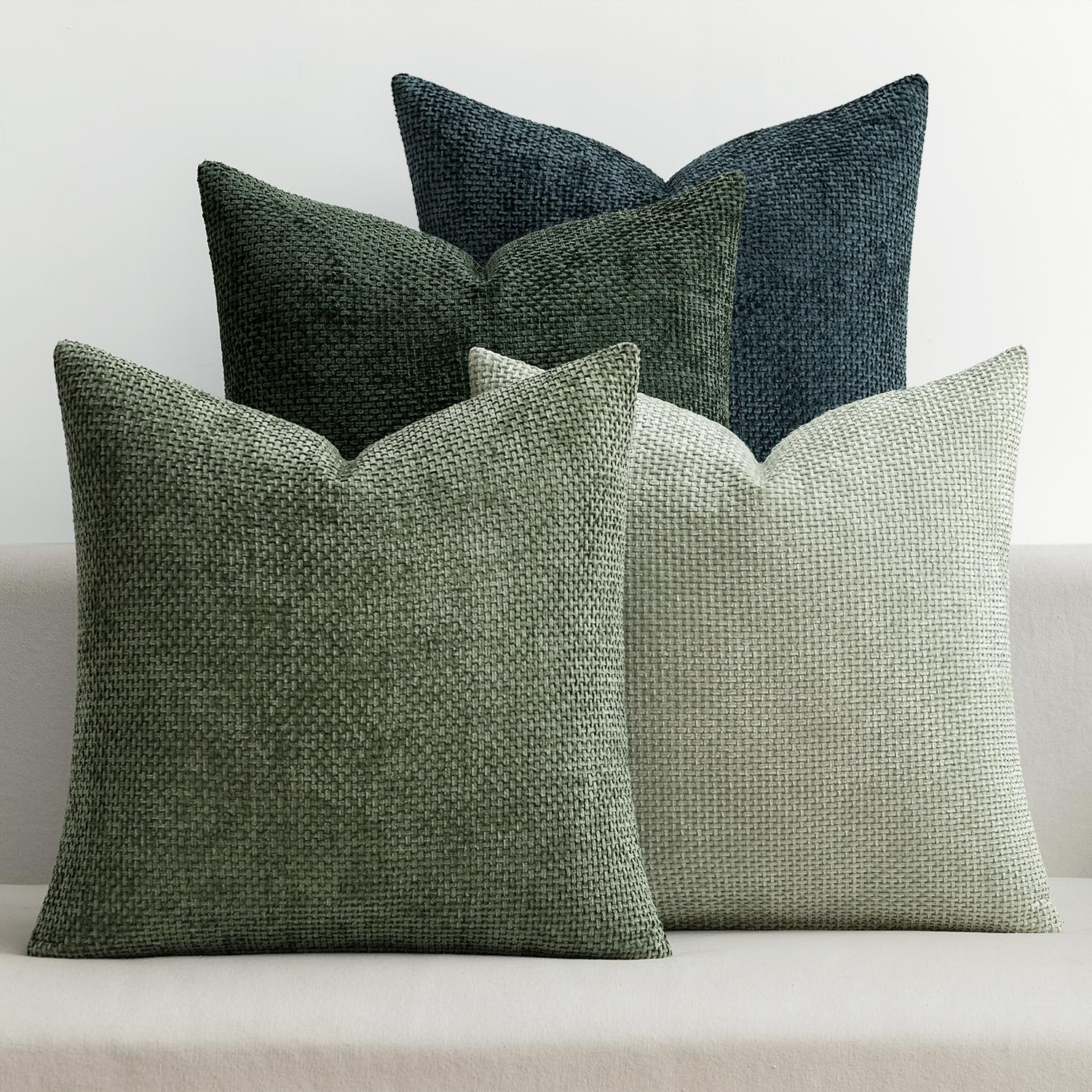 MIULEE Pack of 4 Couch Throw Pillow Covers 20x20 Inch Cream Soft Decorative Chenille Pillow Covers Farmhouse Accent Cushion Covers for Boho Spring Home Decor Sofa Bedroom Living Room