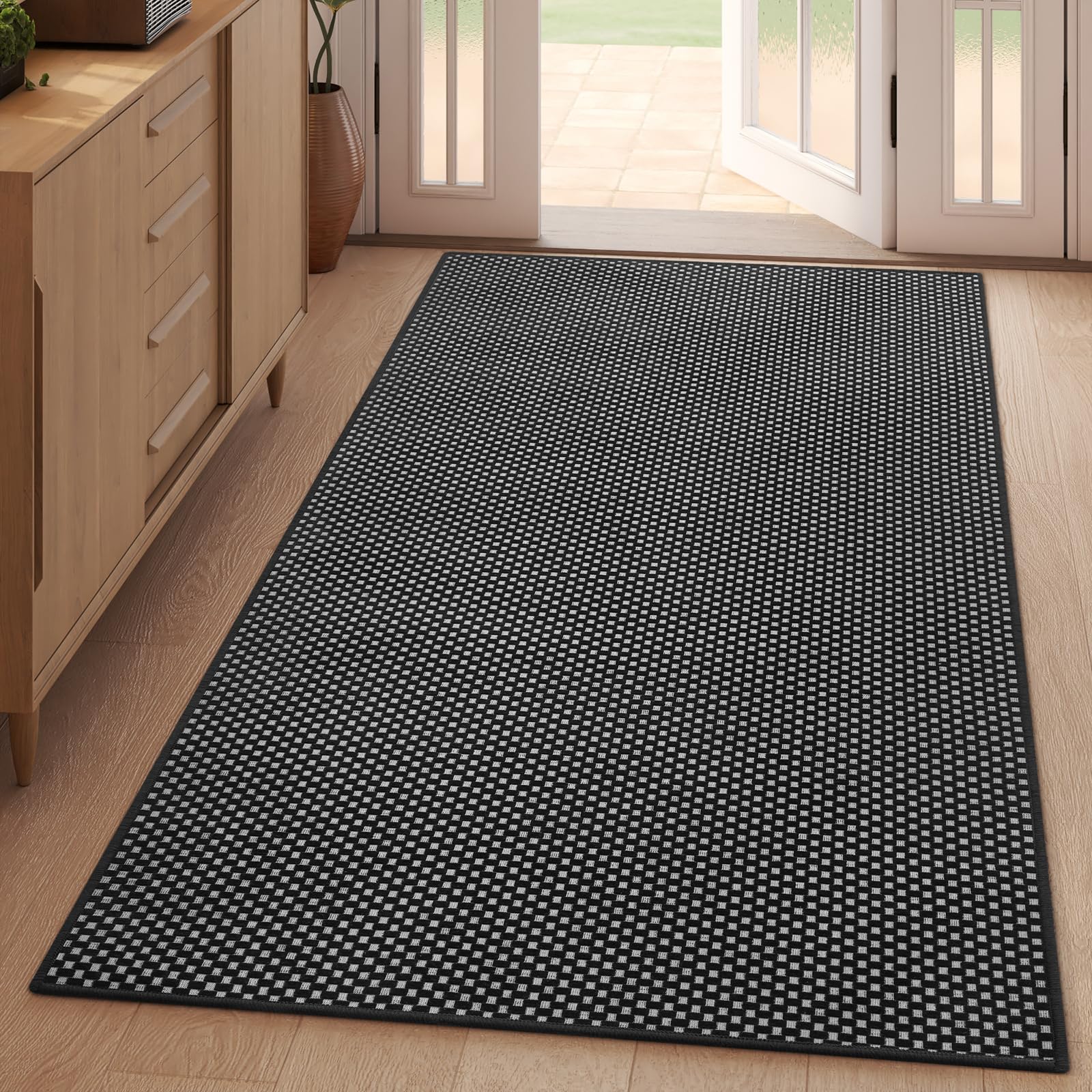 YDKGL Boho Washable Area Rugs 5x7 ft, Non Slip Area Rug for Living Room, Braided Office Rugs Bedroom Rug Woven Washable Indoor Floor Carpets for Office Dining Bedroom Living Room, Easy to Clean, Brown