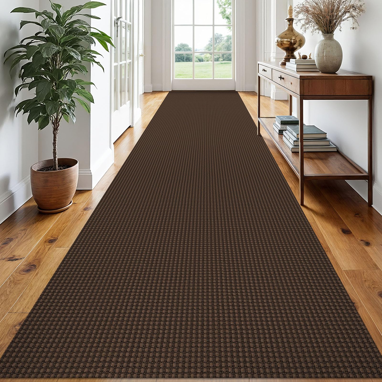 EARTHALL Woven Area Rug 4x6 Ft Washable Rugs for Entryway Non Slip Braided Throw Rugs Bedroom Carpet Cotton Entry Rug Cotton Floor Carpets for Bedroom Dining Room Living Room, Orange/Tan/Brown