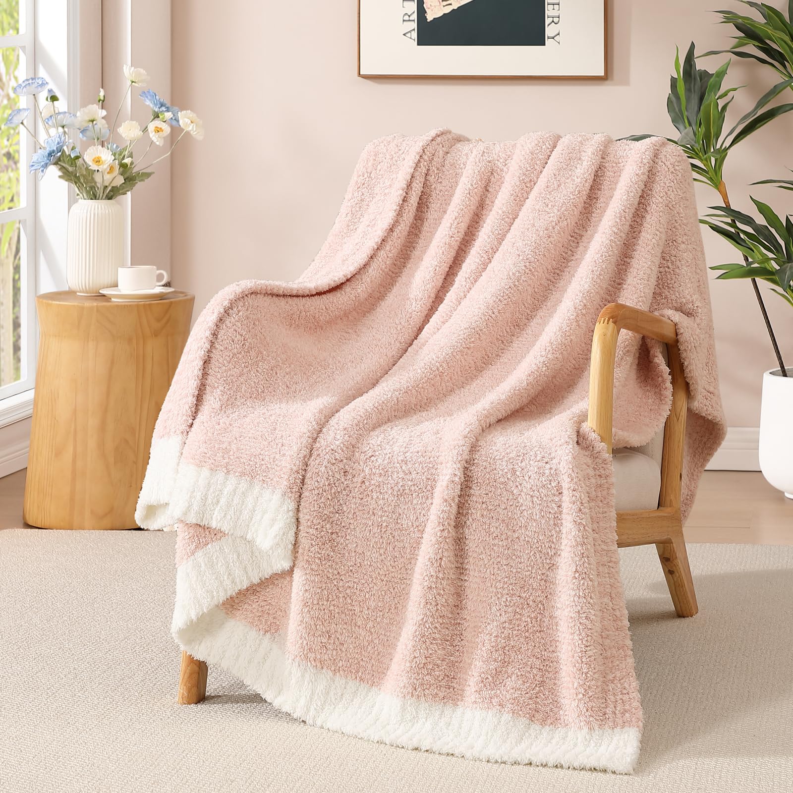 WRENSONGE Throw Blanket Cationic Dyeing Taupe Soft Cozy Fluffy Warm Hand Made Throw Blankets for Couch, Sofa, Chair, Bed, Camping, Picnic, Travel Lightweight Bed Blanket - 50"*60"