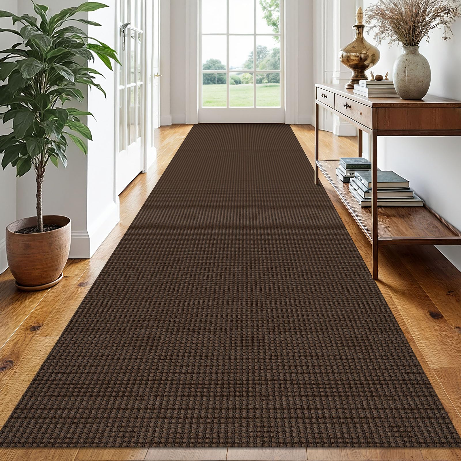 EARTHALL Woven Area Rug 4x6 Ft Washable Rugs for Entryway Non Slip Braided Throw Rugs Bedroom Carpet Cotton Entry Rug Cotton Floor Carpets for Bedroom Dining Room Living Room, Orange/Tan/Brown