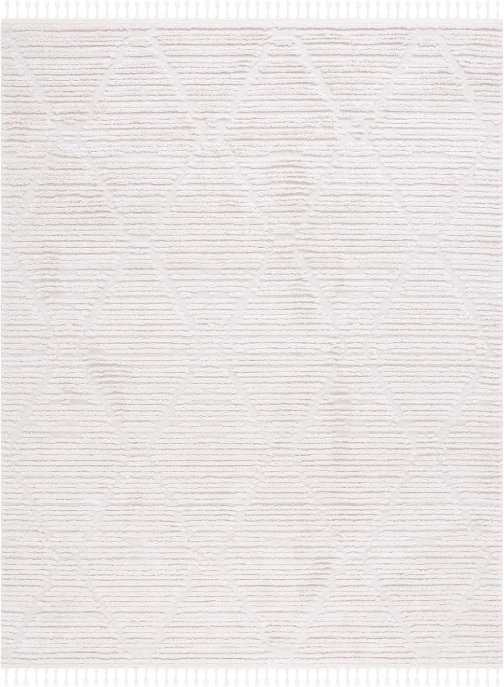 SAFAVIEH Area Rug 8x10 - Marrakesh Collection - Large - Beige, Moroccan Trellis Design with Tassel Detail, Non-Shedding & Easy to Clean, Ideal for Living Room, Bedroom, Dining Space (MRK517C)