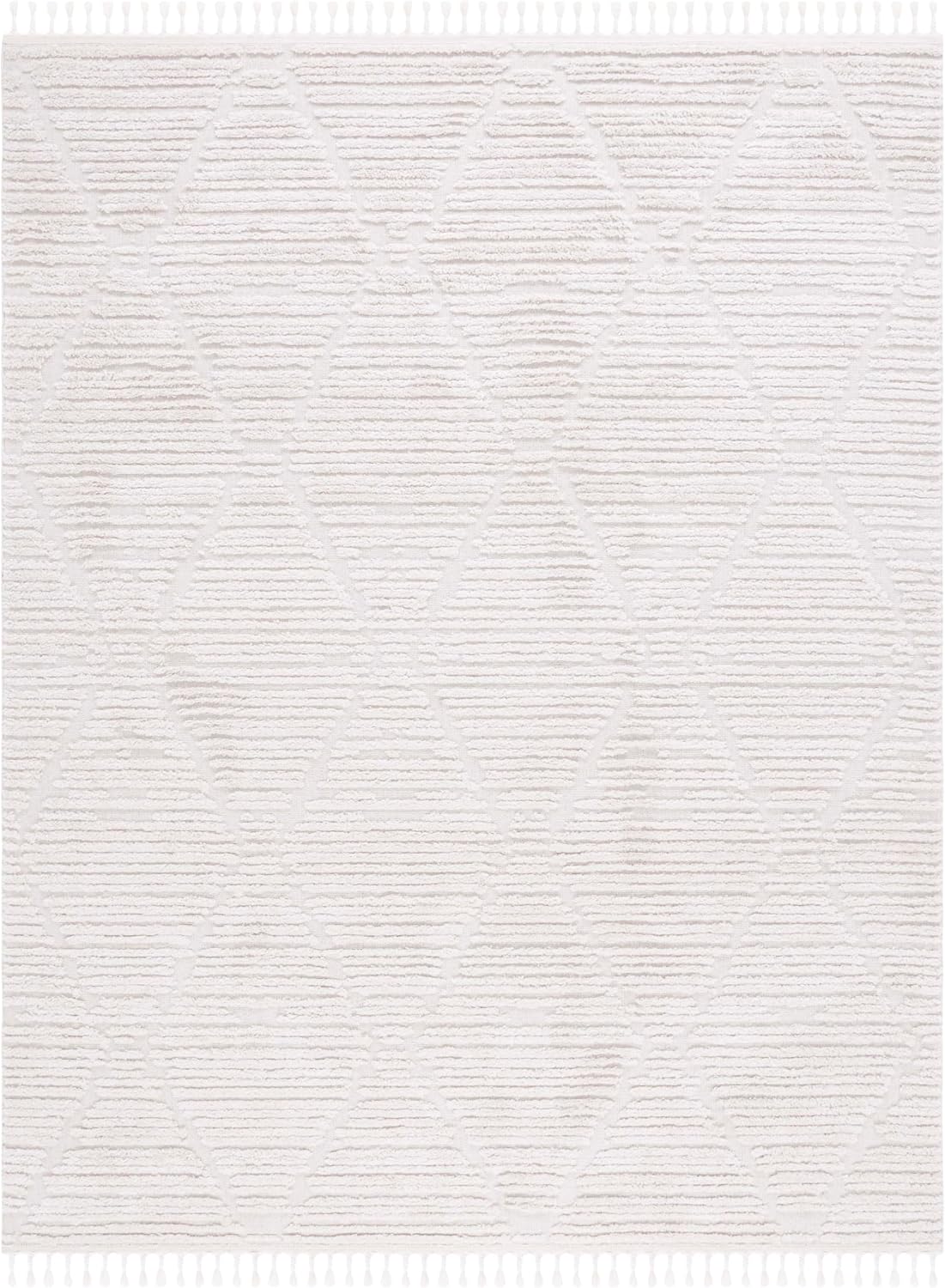 SAFAVIEH Area Rug 8x10 - Marrakesh Collection - Large - Beige, Moroccan Trellis Design with Tassel Detail, Non-Shedding & Easy to Clean, Ideal for Living Room, Bedroom, Dining Space (MRK517C)