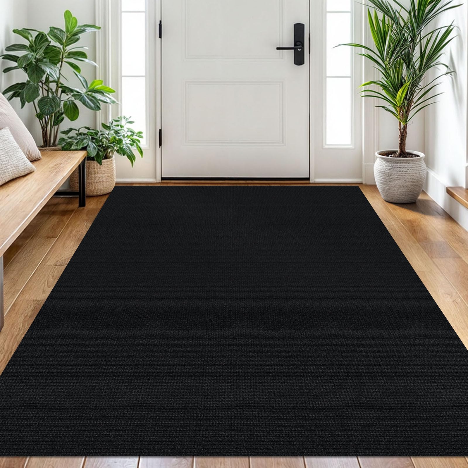 EARTHALL Washable Area Rug 4x6 Ft Non Slip Rugs for Entryway Braided Rubber Backed Bedroom Carpet Cotton Entry Rug Woven Floor Carpets for Bedroom Dining Room Living Room, Send/Beige