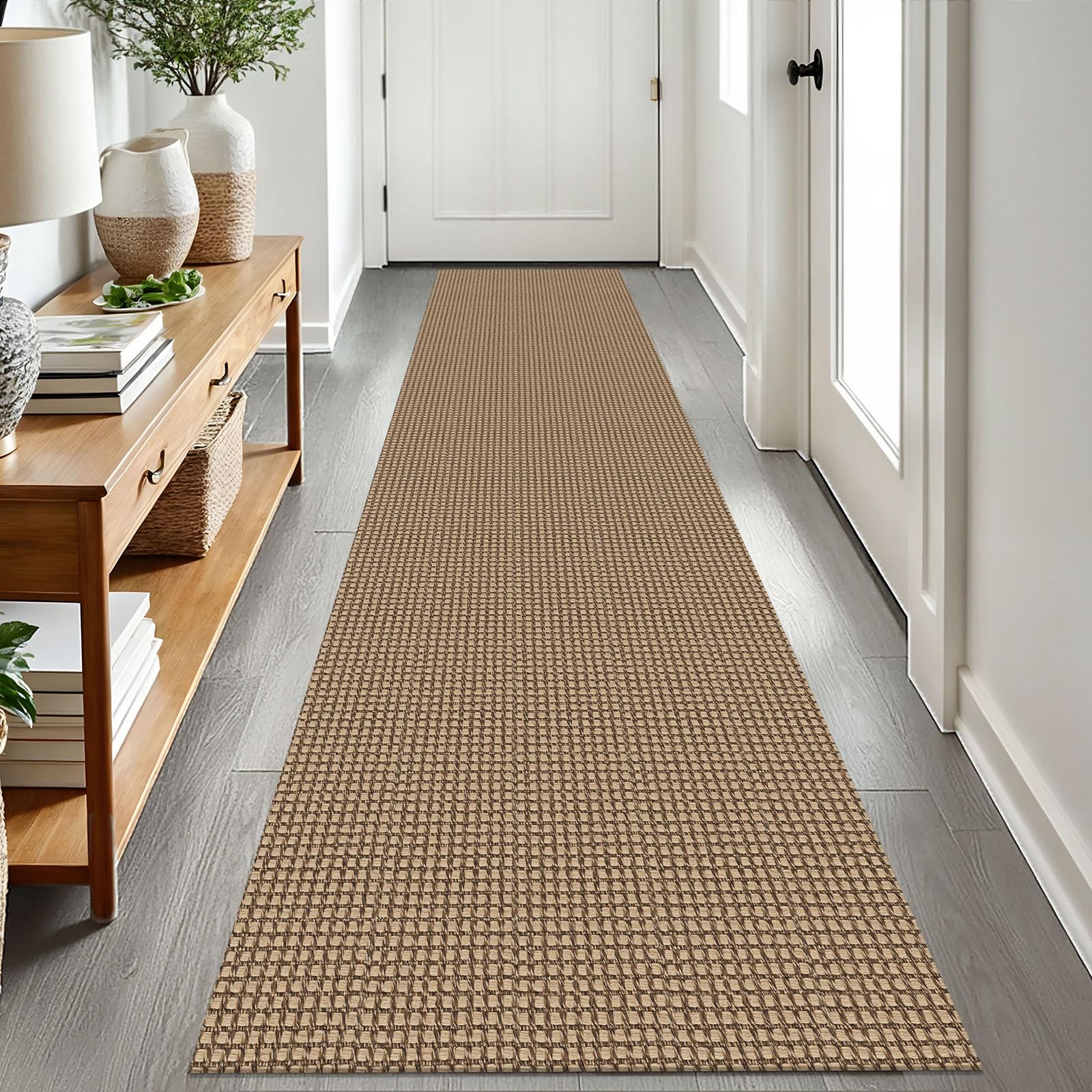 EARTHALL Woven Area Rug 4x6 Ft Washable Rugs for Entryway Non Slip Braided Throw Rugs Bedroom Carpet Cotton Entry Rug Cotton Floor Carpets for Bedroom Dining Room Living Room, Orange/Tan/Brown