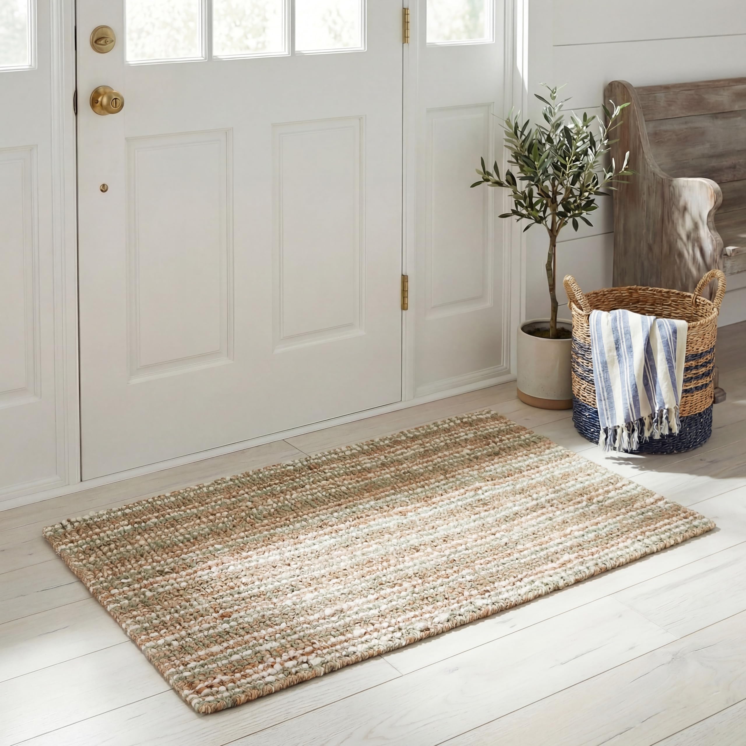 SAFAVIEH Area Rug 8x10 - Natural Fiber Collection - Large - Natural Brown, Handmade Jute, Farmhouse Style, Chunky Textured Thick Pile (NF447A)