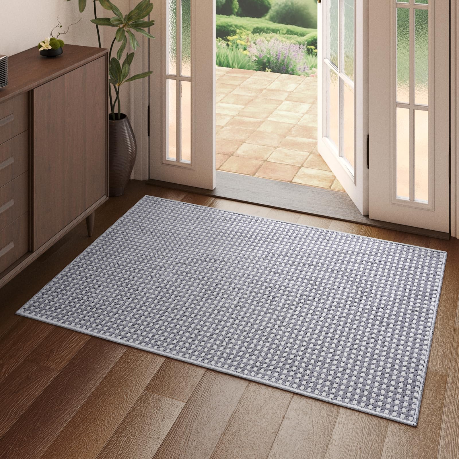 YDKGL Boho Washable Area Rugs 5x7 ft, Non Slip Area Rug for Living Room, Braided Office Rugs Bedroom Rug Woven Washable Indoor Floor Carpets for Office Dining Bedroom Living Room, Easy to Clean, Brown