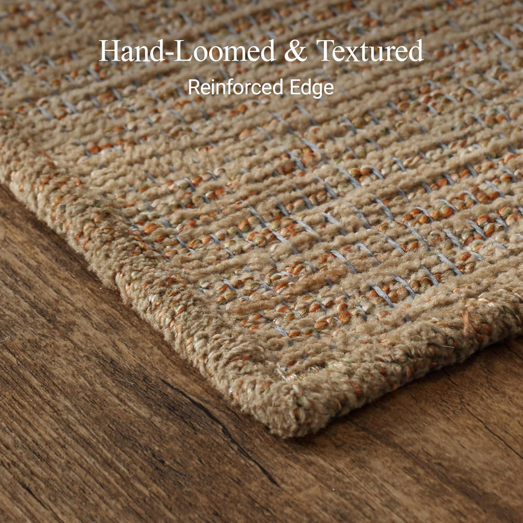 GENIMO 4X6 Neutral Area Rugs for Living Room, Hand Woven Machine Washable Non Slip Textured Soft Rug, Handmade Rustic Braided Low Pile Rugs for Farmhouse, Bedroom Office Rug in Jute Color