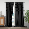 Homechoice Decor Camel Blackout Curtains with Handmade Ruffles, Butterfly Flower Embellishments for Thermal Insulated Room Darkening Drapes, 42" W x 63" L (Pair) for Bedroom, Living Room (LQ-37)