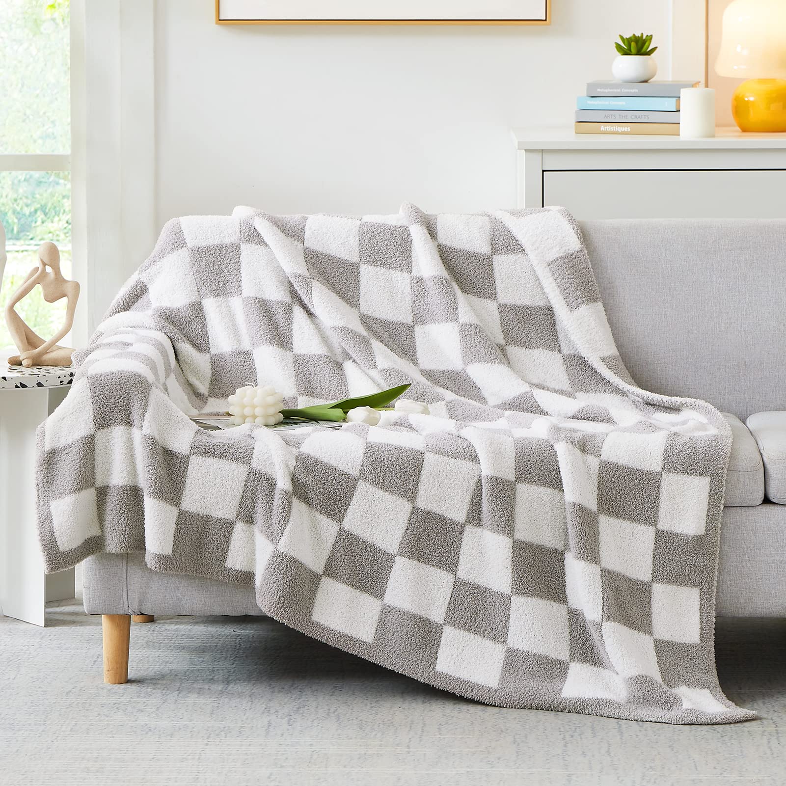 WRENSONGE Throw Blanket Cationic Dyeing Taupe Soft Cozy Fluffy Warm Hand Made Throw Blankets for Couch, Sofa, Chair, Bed, Camping, Picnic, Travel Lightweight Bed Blanket - 50"*60"