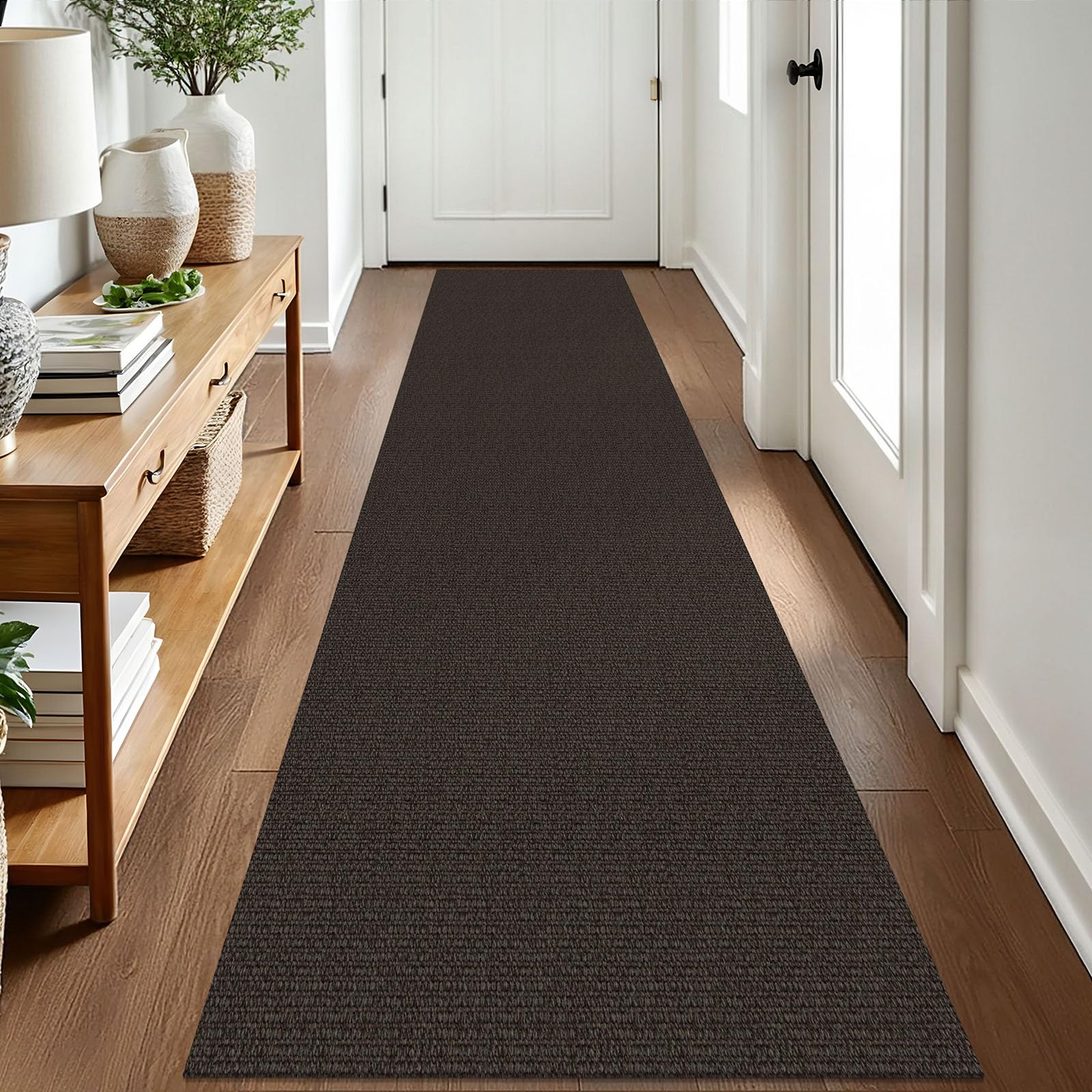 EARTHALL Washable Area Rug 4x6 Ft Non Slip Rugs for Entryway Braided Rubber Backed Bedroom Carpet Cotton Entry Rug Woven Floor Carpets for Bedroom Dining Room Living Room, Send/Beige