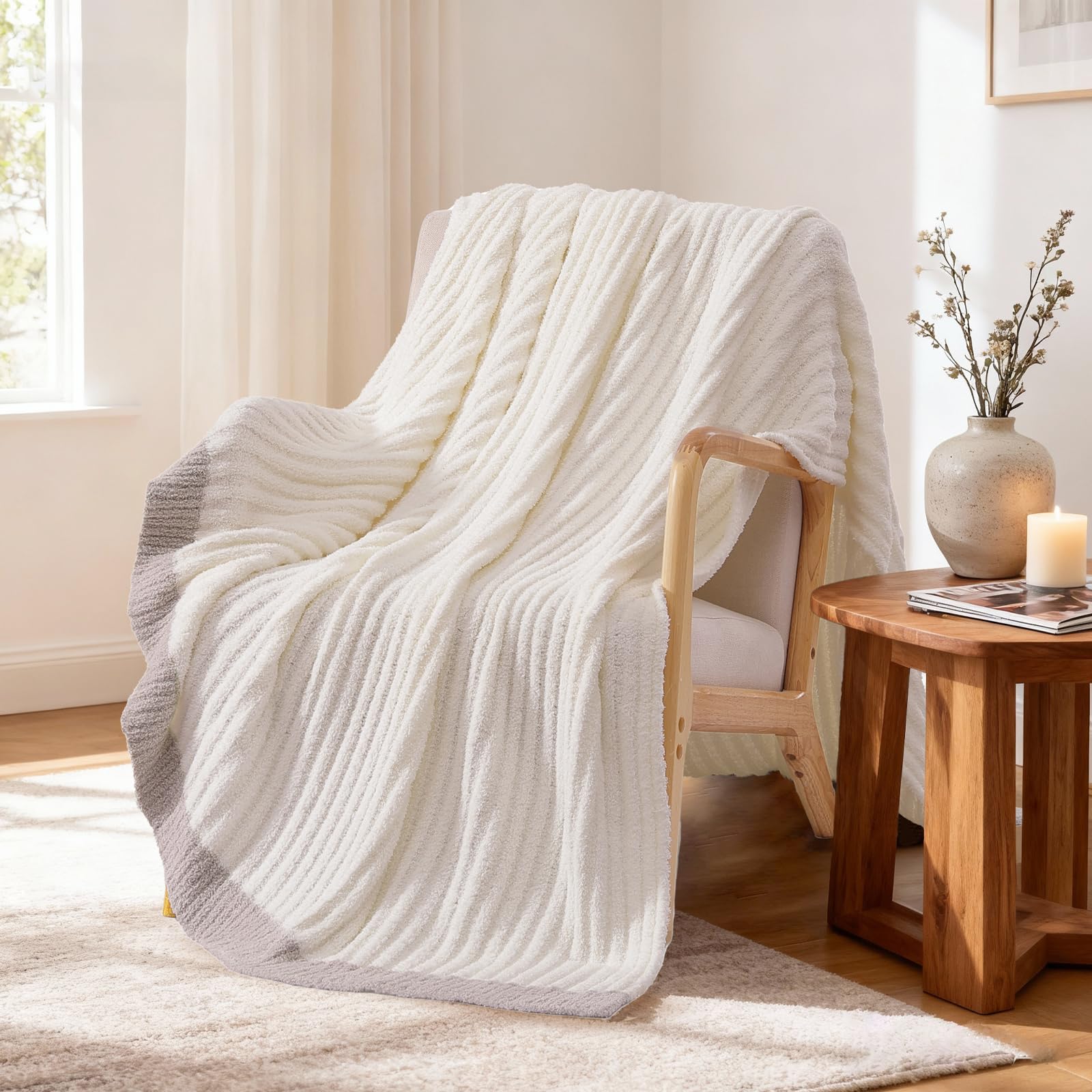 WRENSONGE Throw Blanket Cationic Dyeing Taupe Soft Cozy Fluffy Warm Hand Made Throw Blankets for Couch, Sofa, Chair, Bed, Camping, Picnic, Travel Lightweight Bed Blanket - 50"*60"