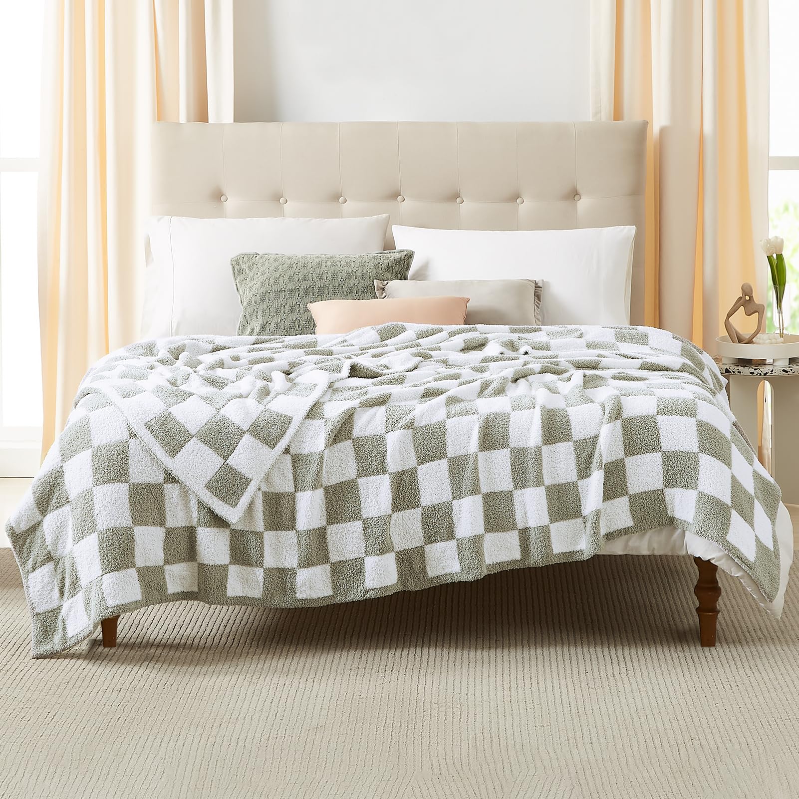 WRENSONGE Throw Blanket Cationic Dyeing Taupe Soft Cozy Fluffy Warm Hand Made Throw Blankets for Couch, Sofa, Chair, Bed, Camping, Picnic, Travel Lightweight Bed Blanket - 50"*60"
