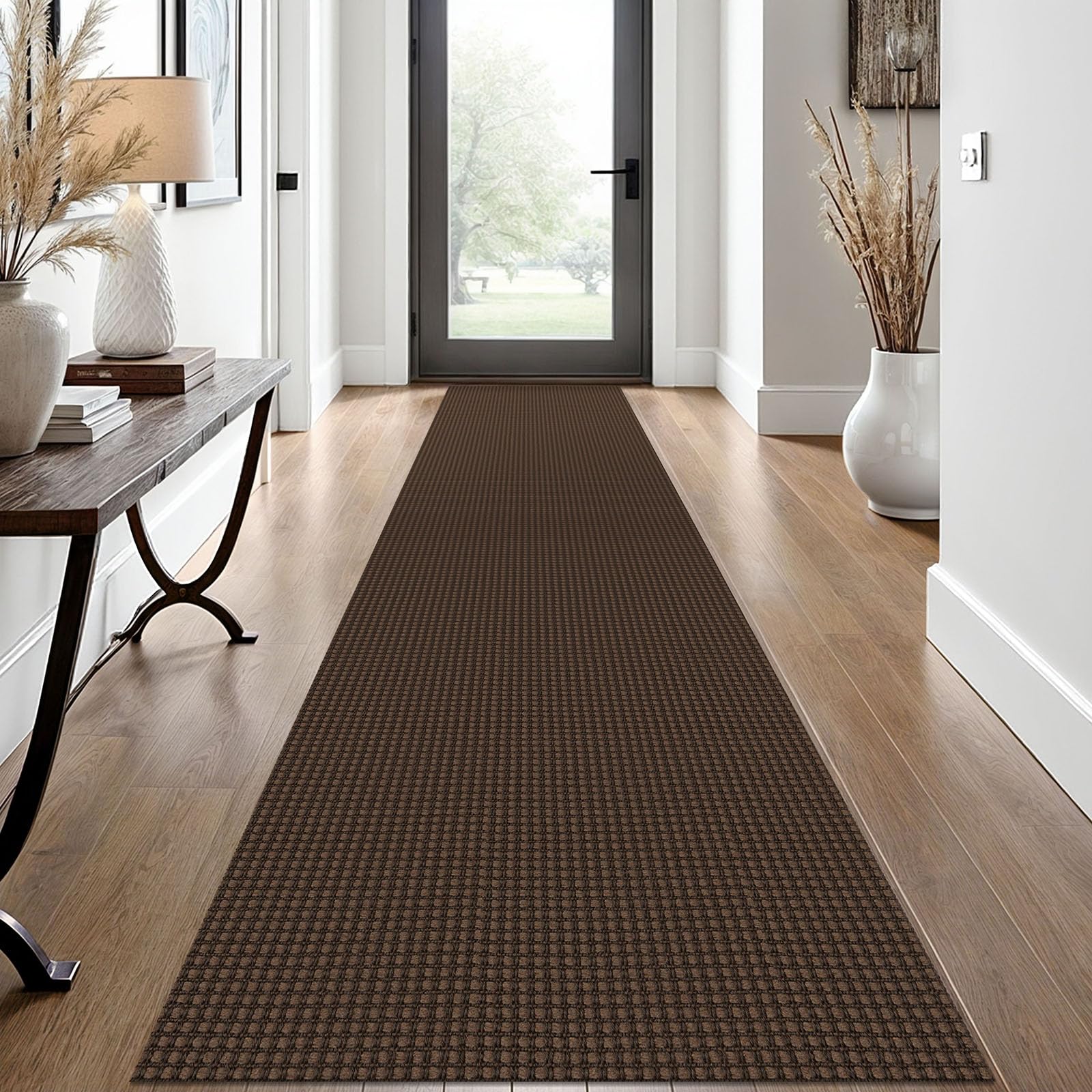 EARTHALL Woven Area Rug 4x6 Ft Washable Rugs for Entryway Non Slip Braided Throw Rugs Bedroom Carpet Cotton Entry Rug Cotton Floor Carpets for Bedroom Dining Room Living Room, Orange/Tan/Brown